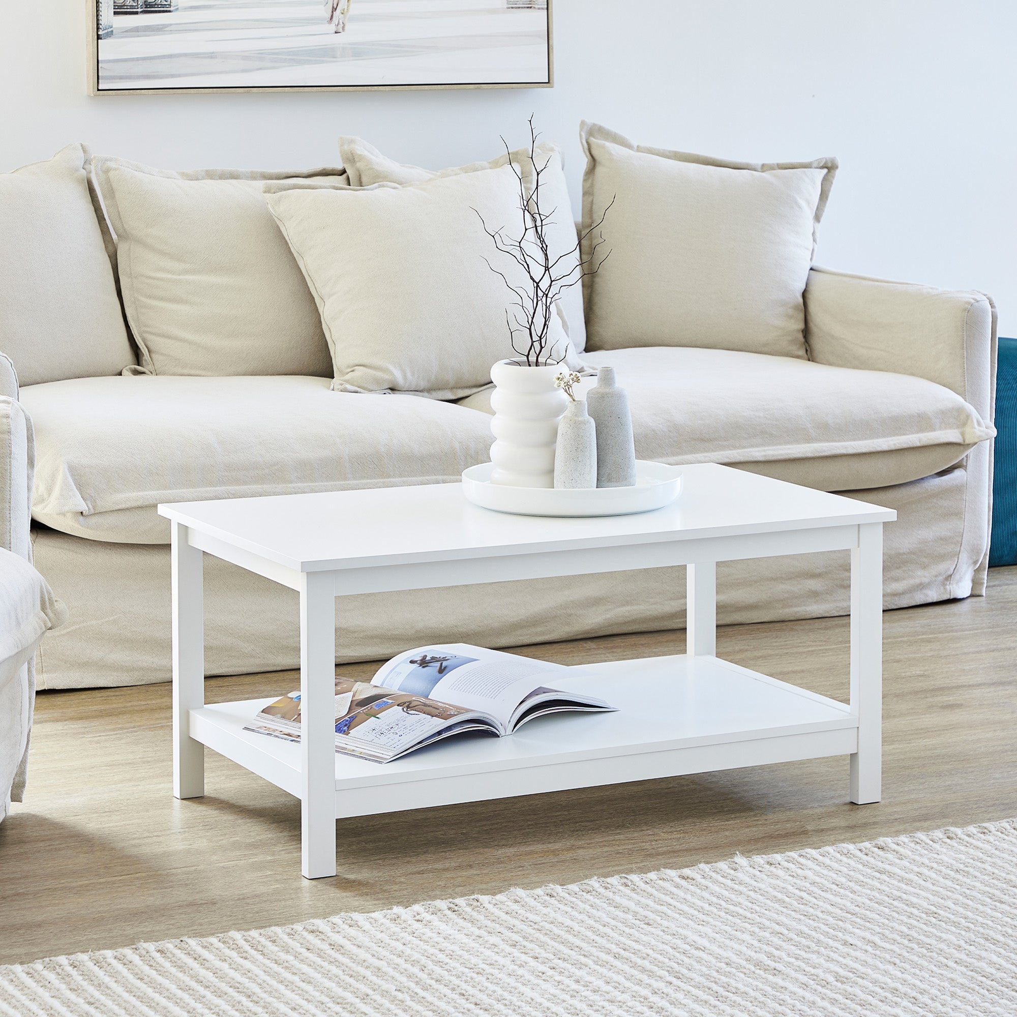 Gemini 95Cm Coffee Table White Tables