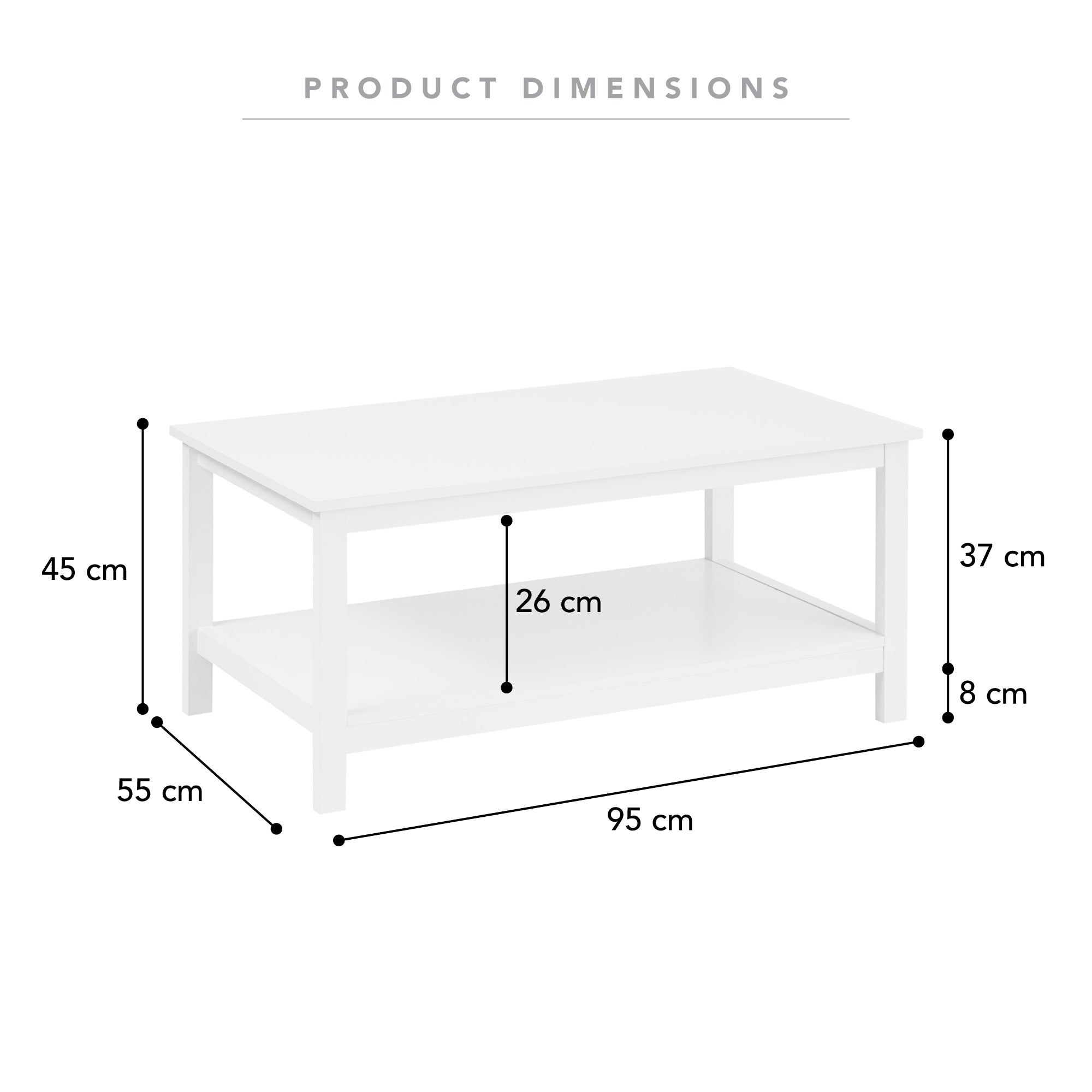 Gemini 95Cm Coffee Table White Tables