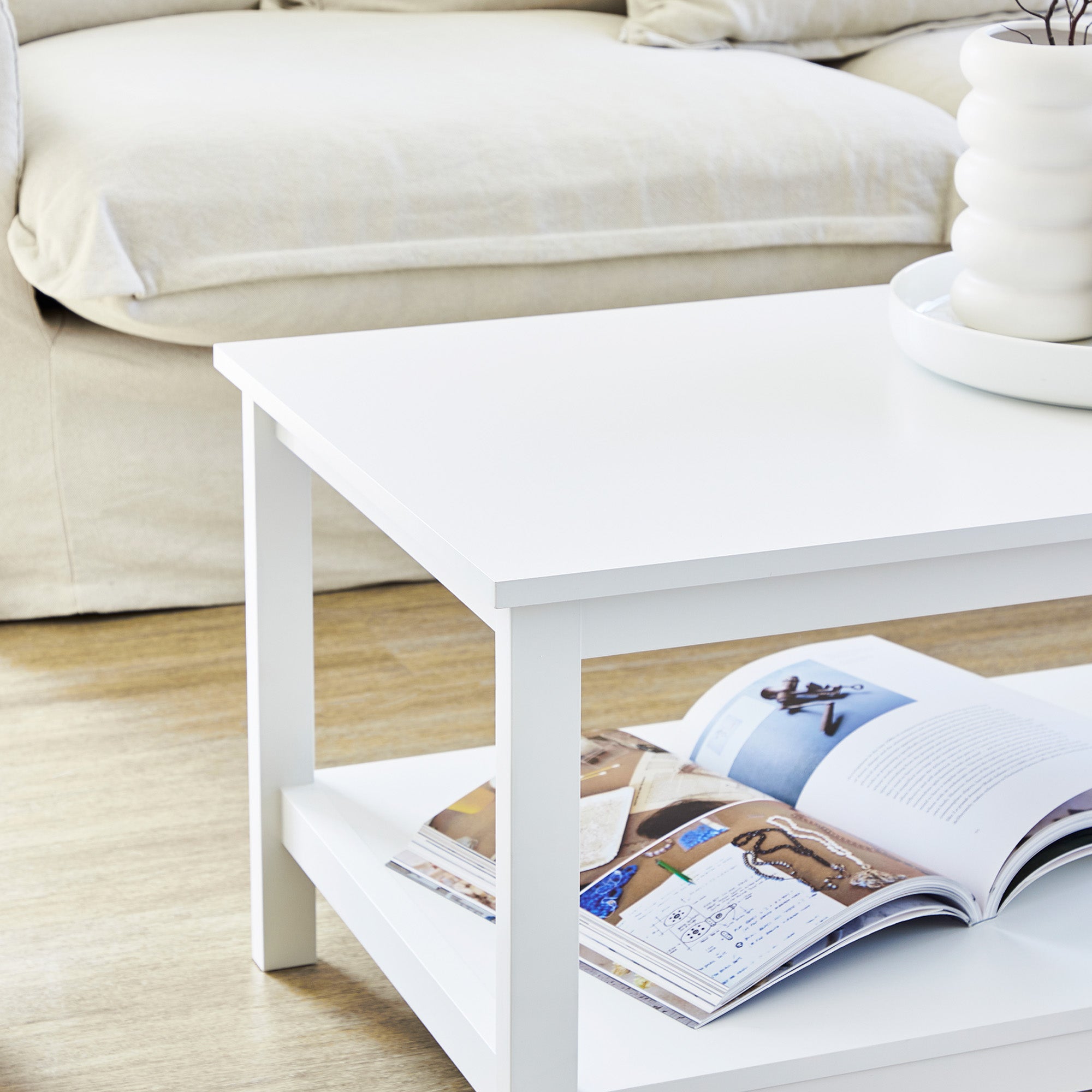 Gemini 95Cm Coffee Table White Tables