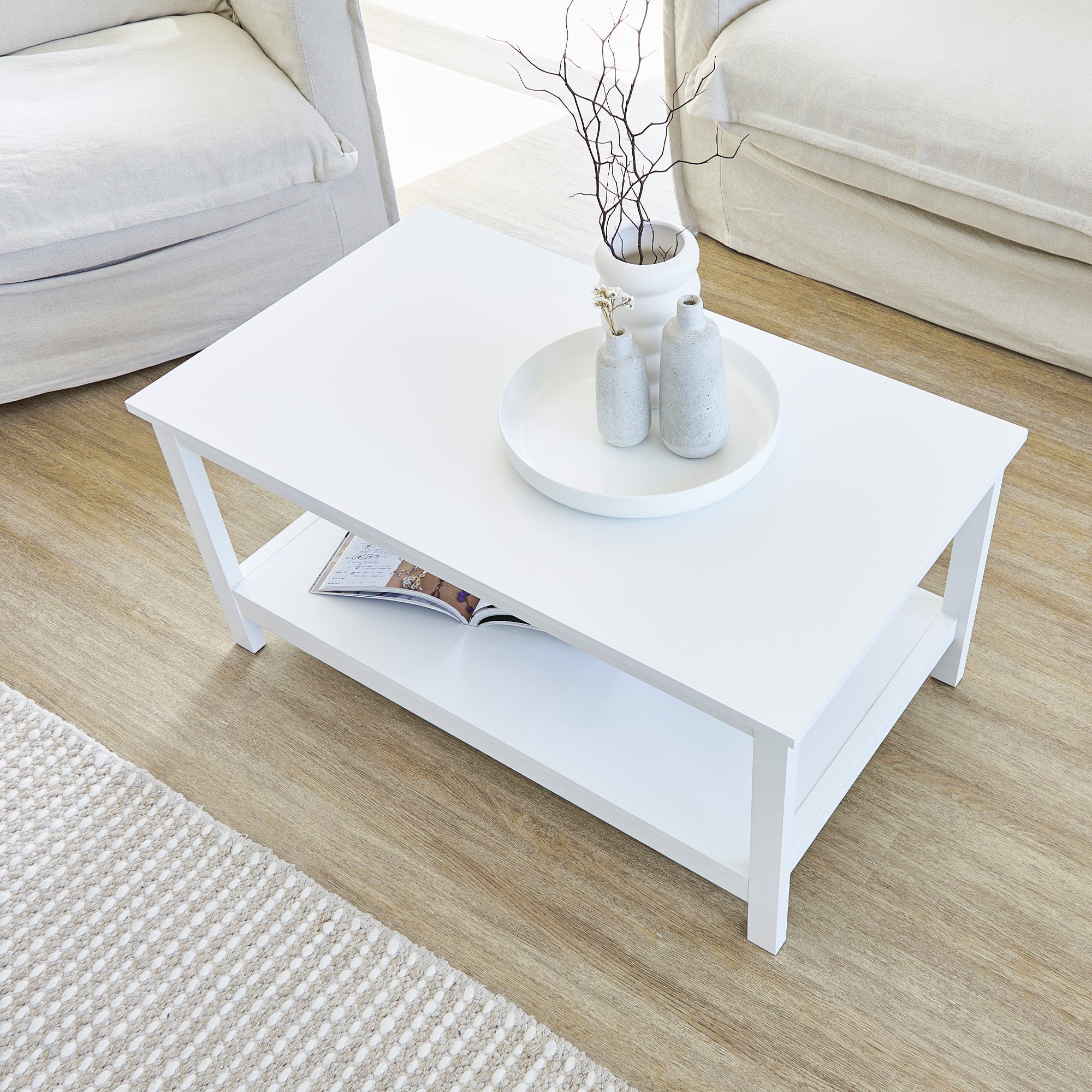 Gemini 95Cm Coffee Table White Tables