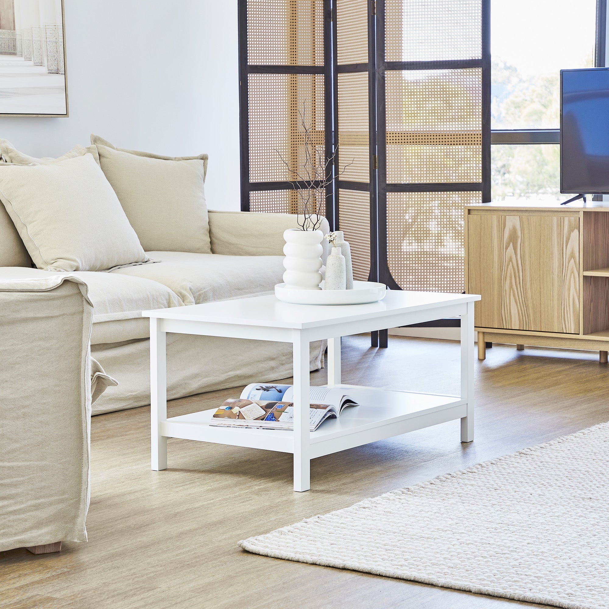 Gemini 95Cm Coffee Table White Tables