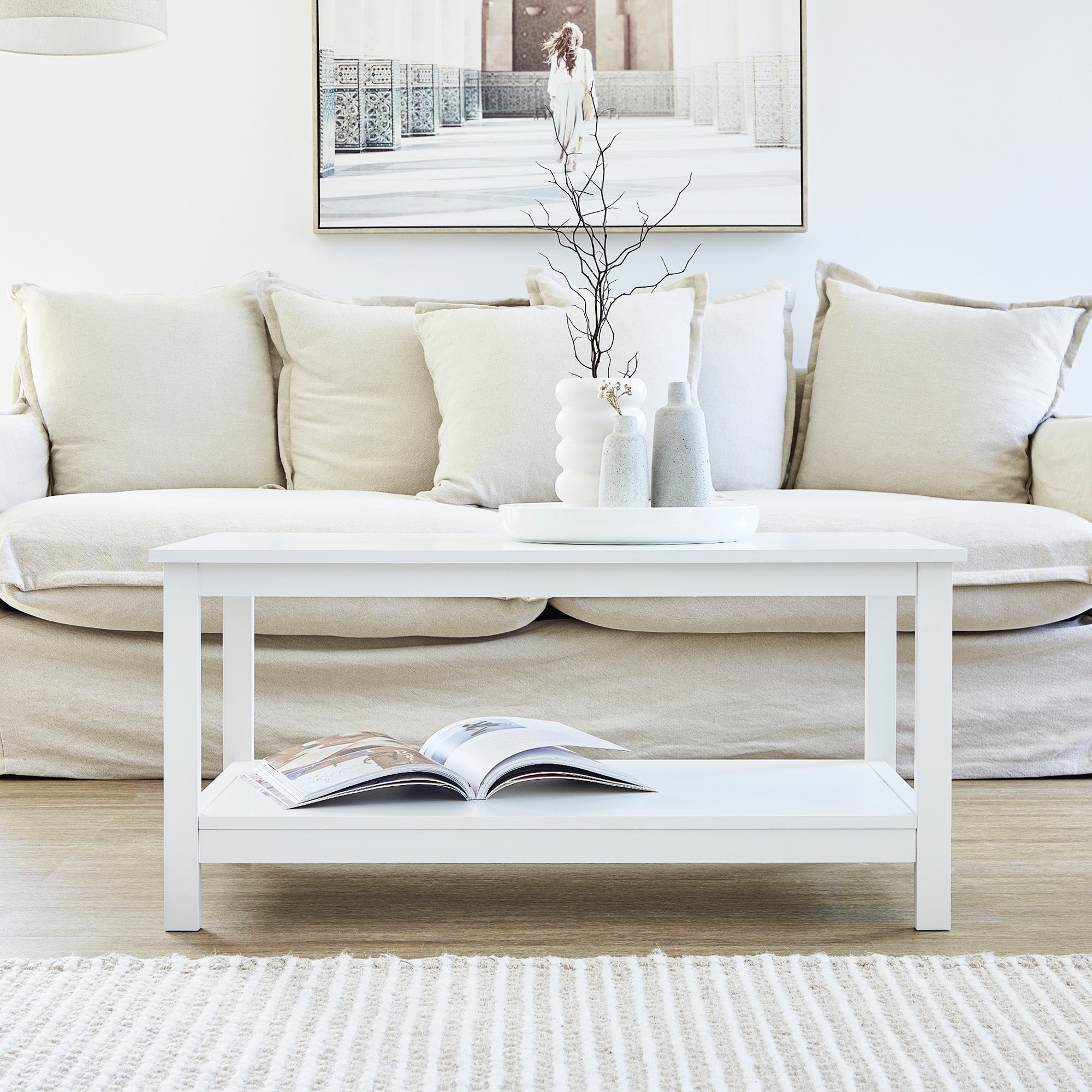 Gemini 95Cm Coffee Table White Tables