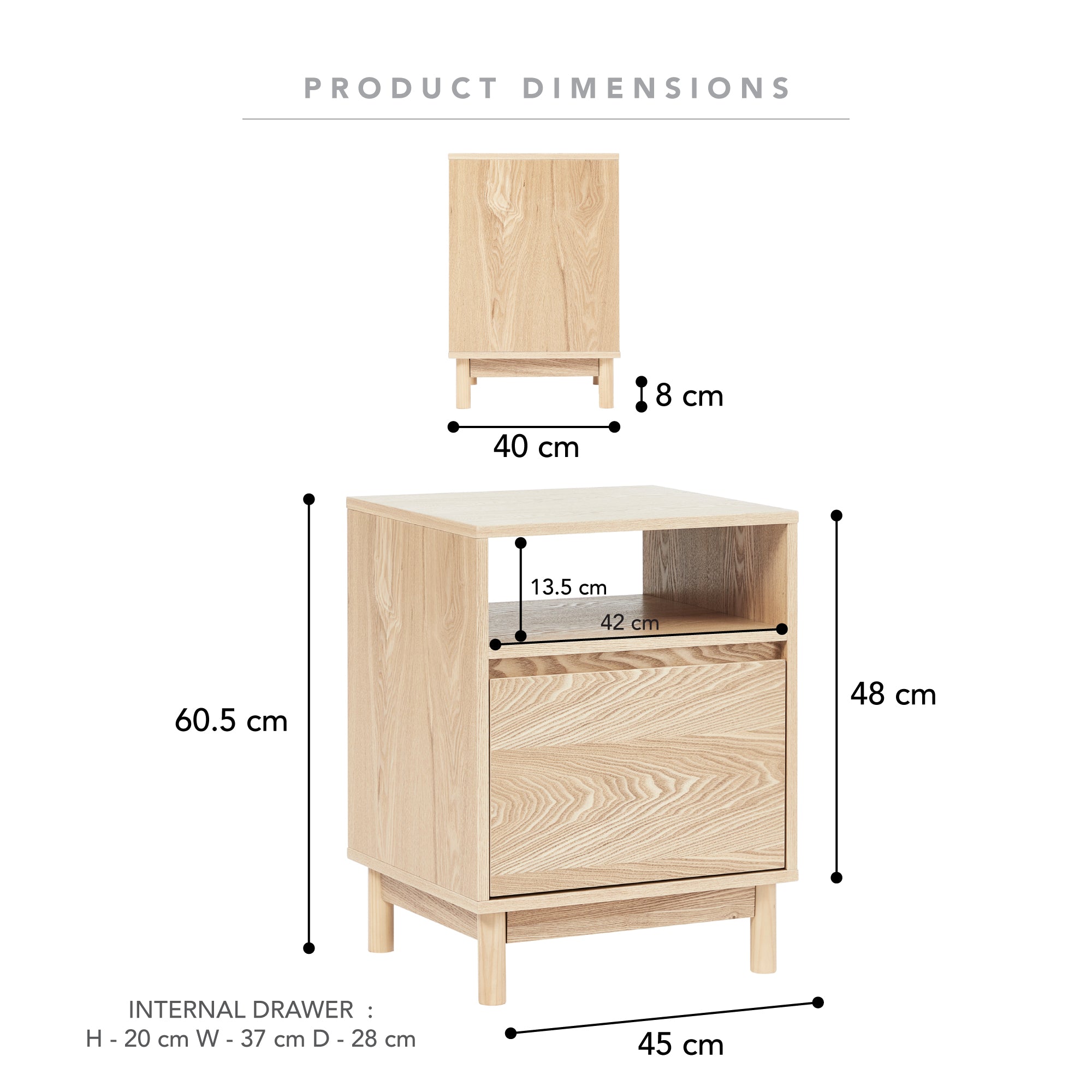 Emerson 45Cm Bedside Table Natural Tables