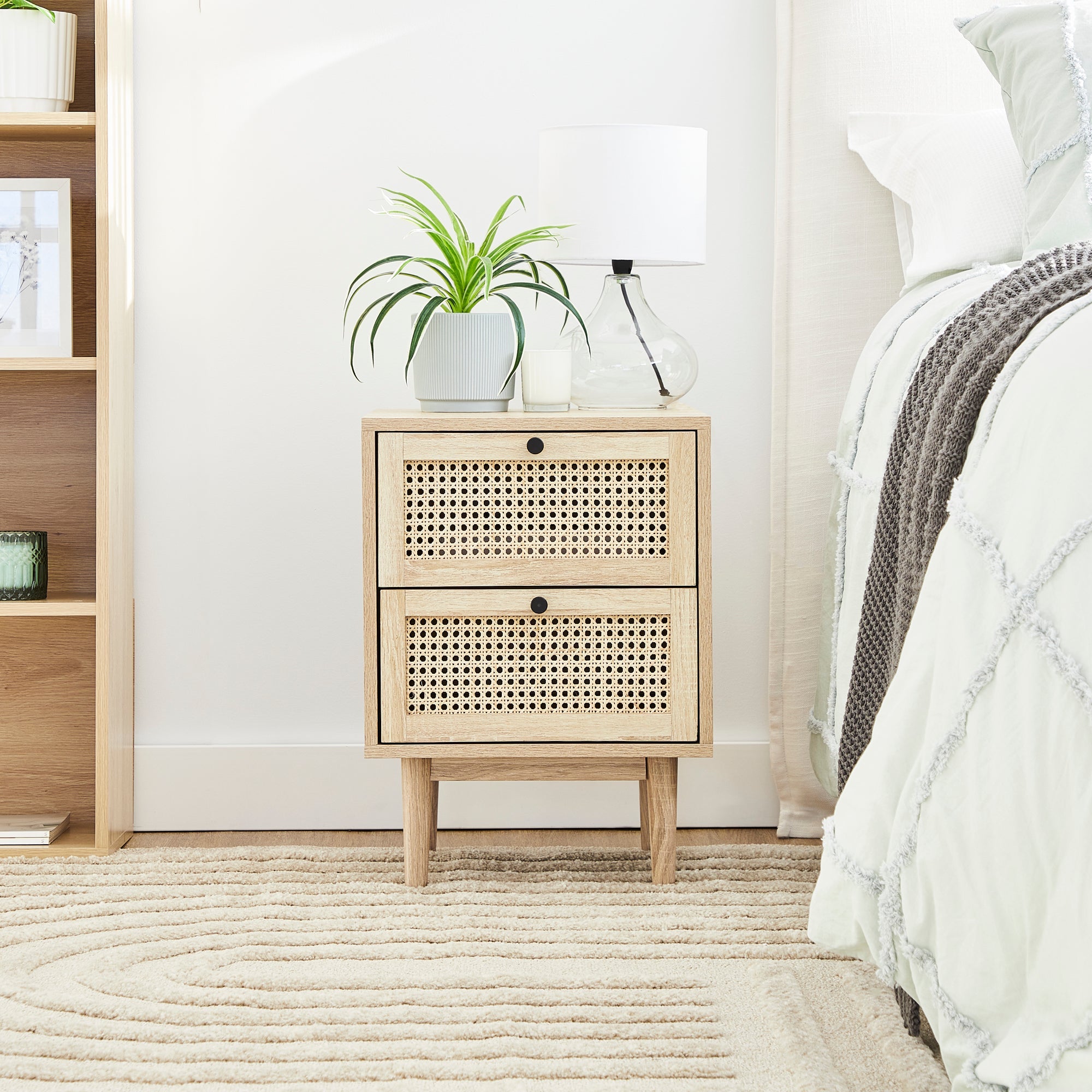 Oahu 40Cm Rattan Bedside Table Natural Tables