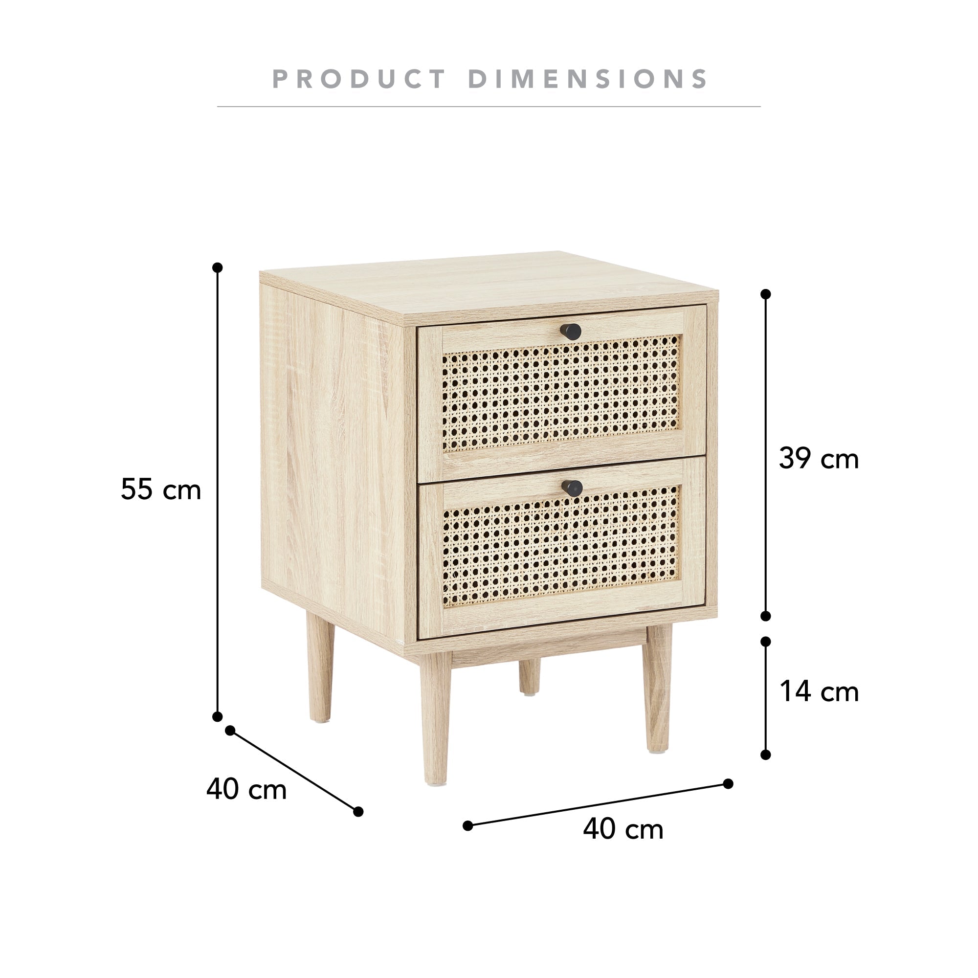 Oahu 40Cm Rattan Bedside Table Natural Tables