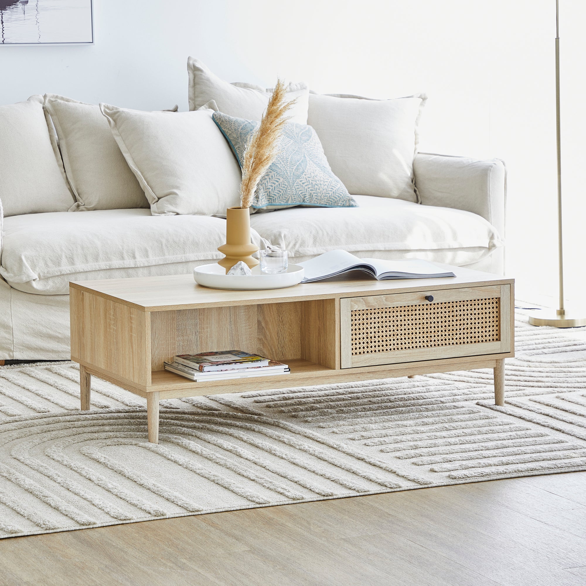 White cane deals coffee table