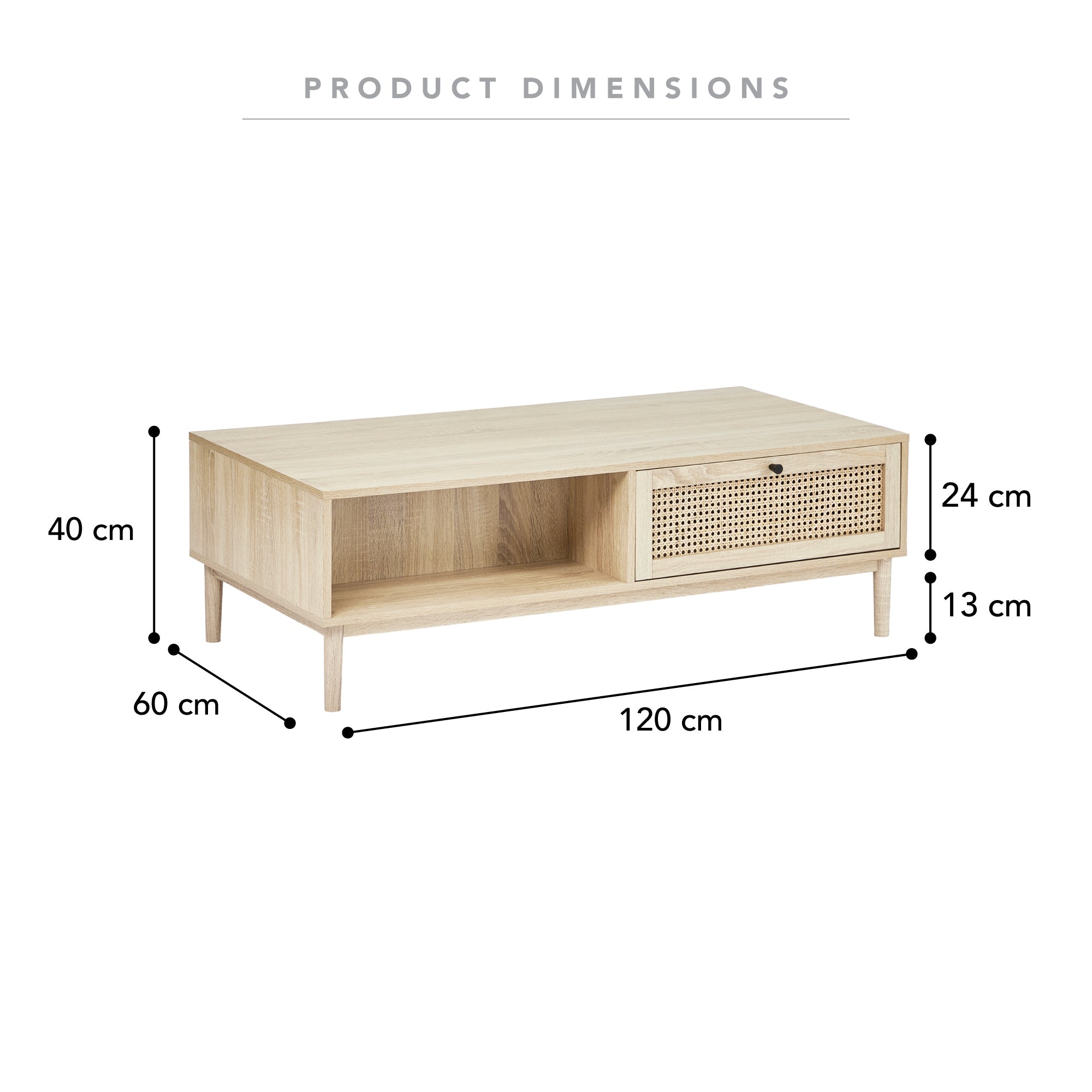 Oahu 120Cm Rattan Coffee Table Natural Tables