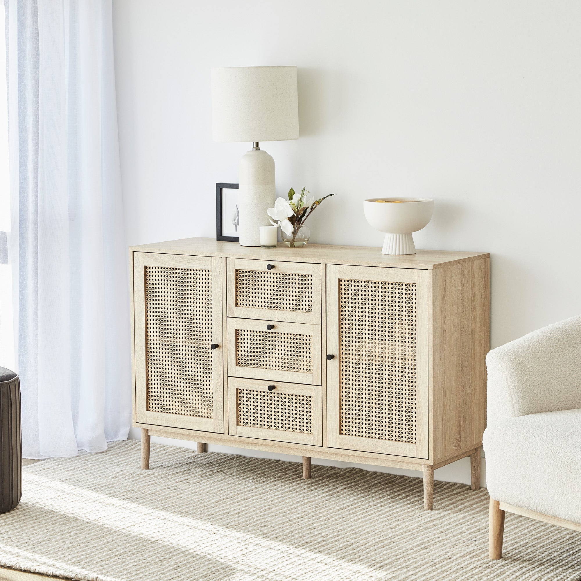 Oahu 120Cm Rattan Sideboard Natural Buffet/Sideboards