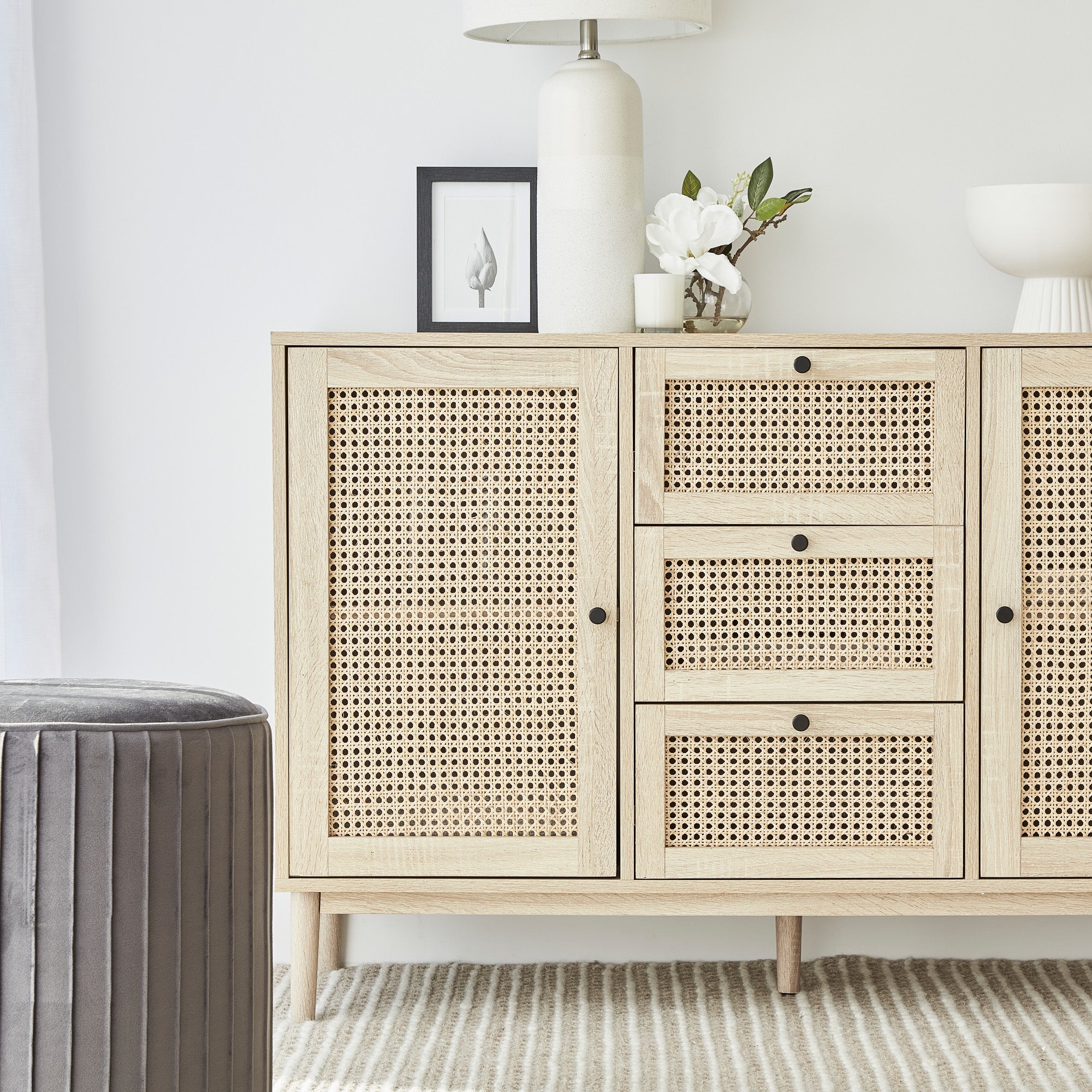 Oahu 120Cm Rattan Sideboard Natural Buffet/Sideboards