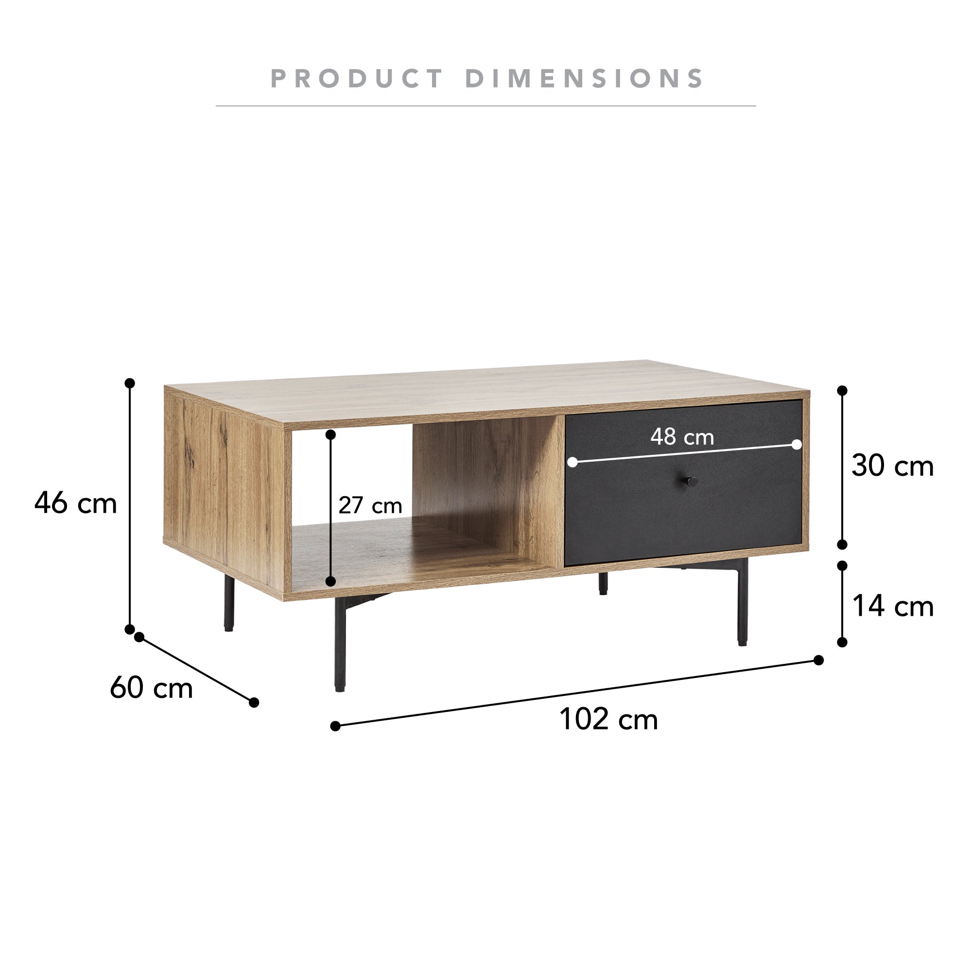 Vega 102Cm Coffee Table Black Tables