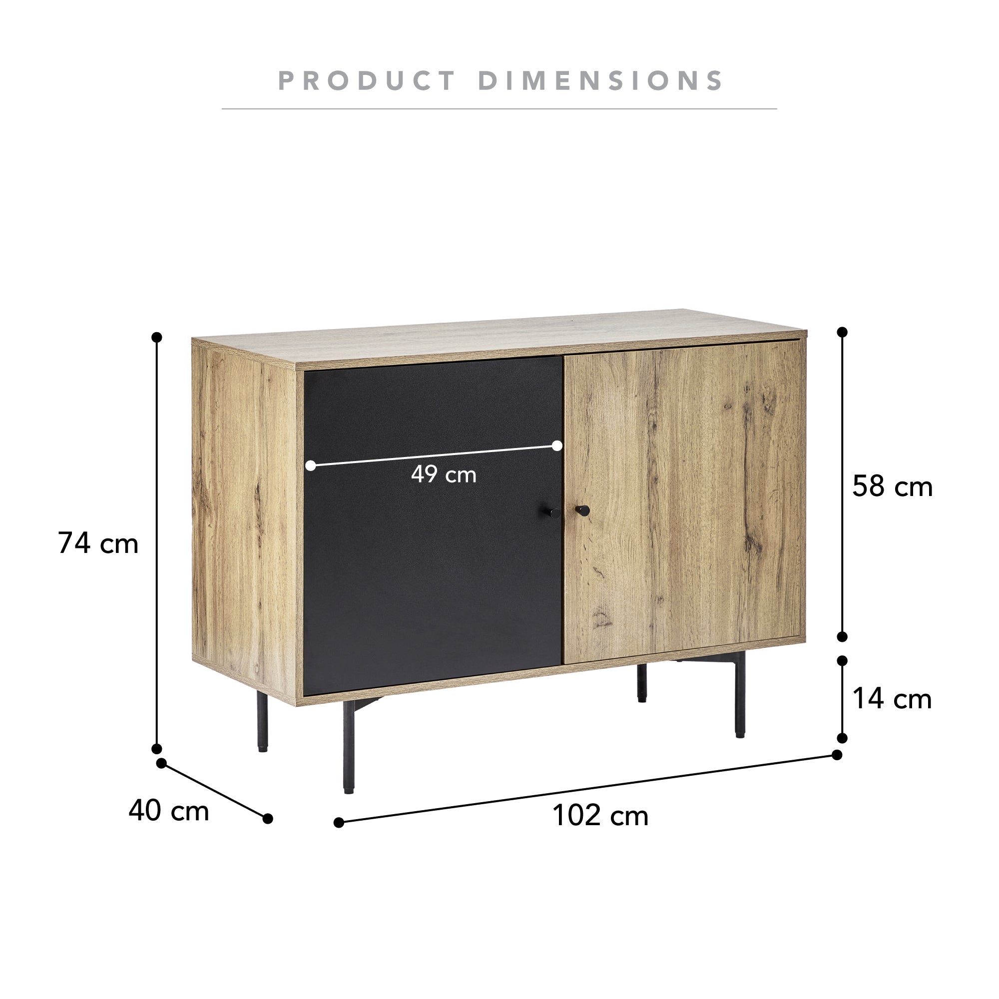 Vega 102Cm Sideboard Black Buffet/Sideboards