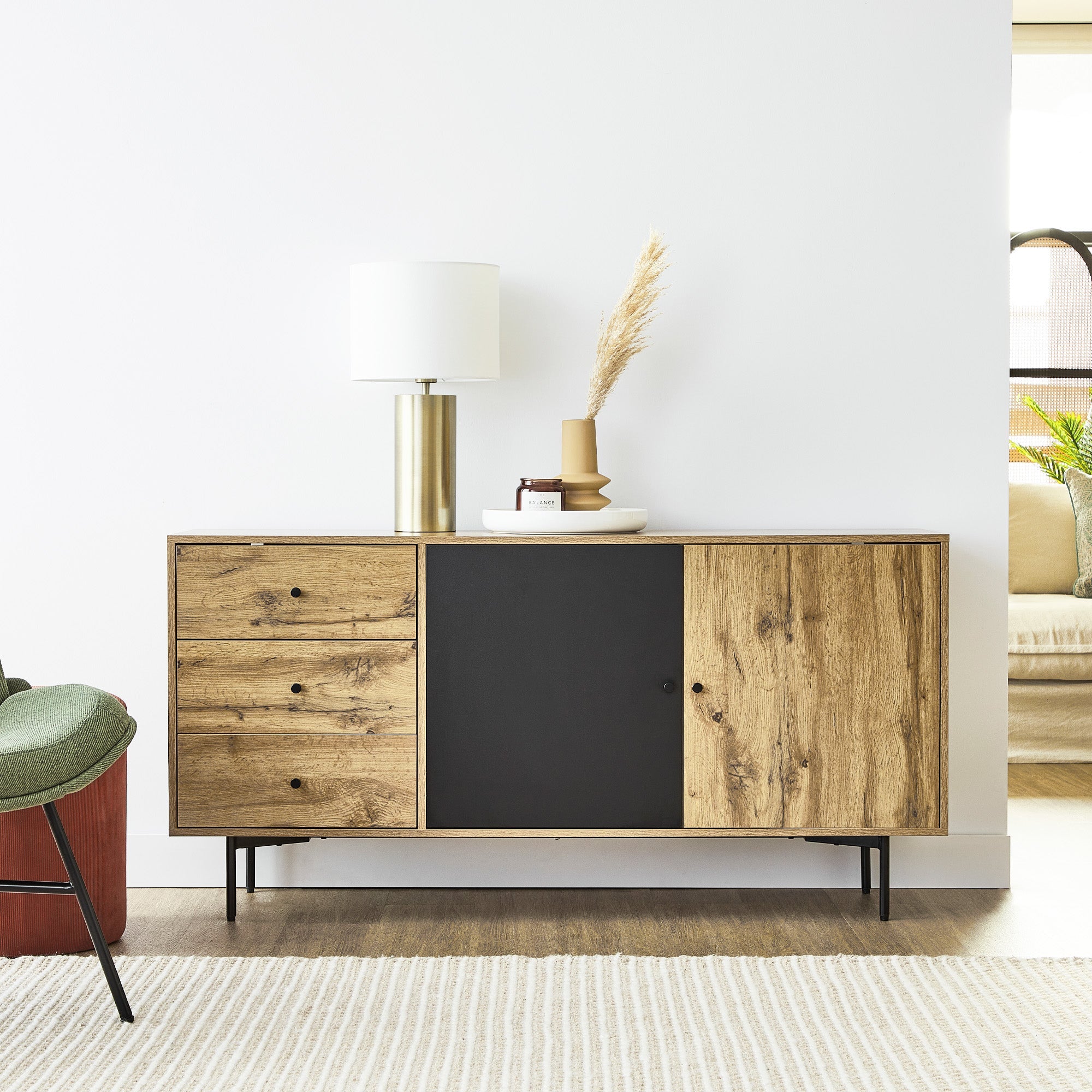 Vega 150Cm Sideboard Black Buffet/Sideboards