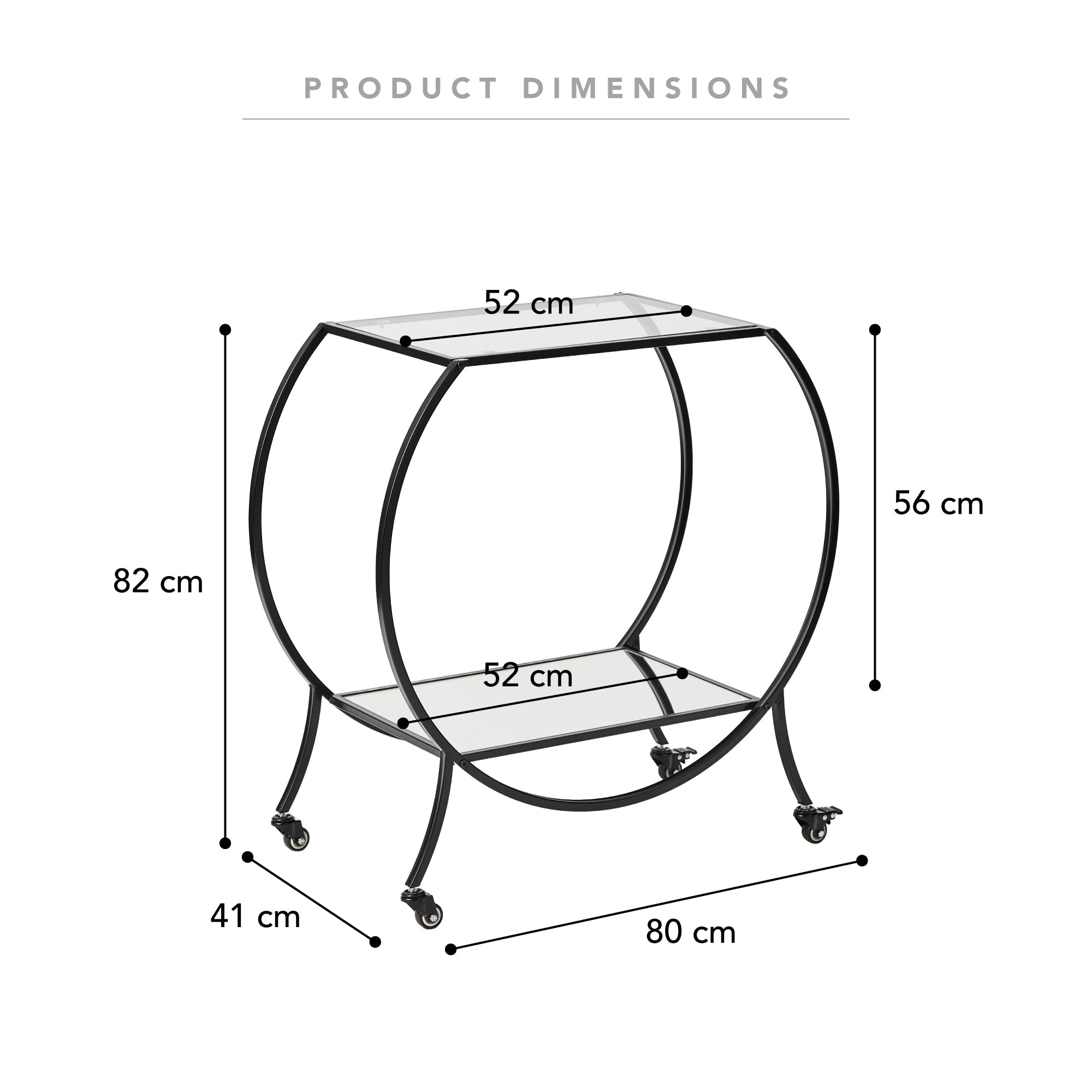 Oliver 86Cm Steel Arch Bar Cart Carts