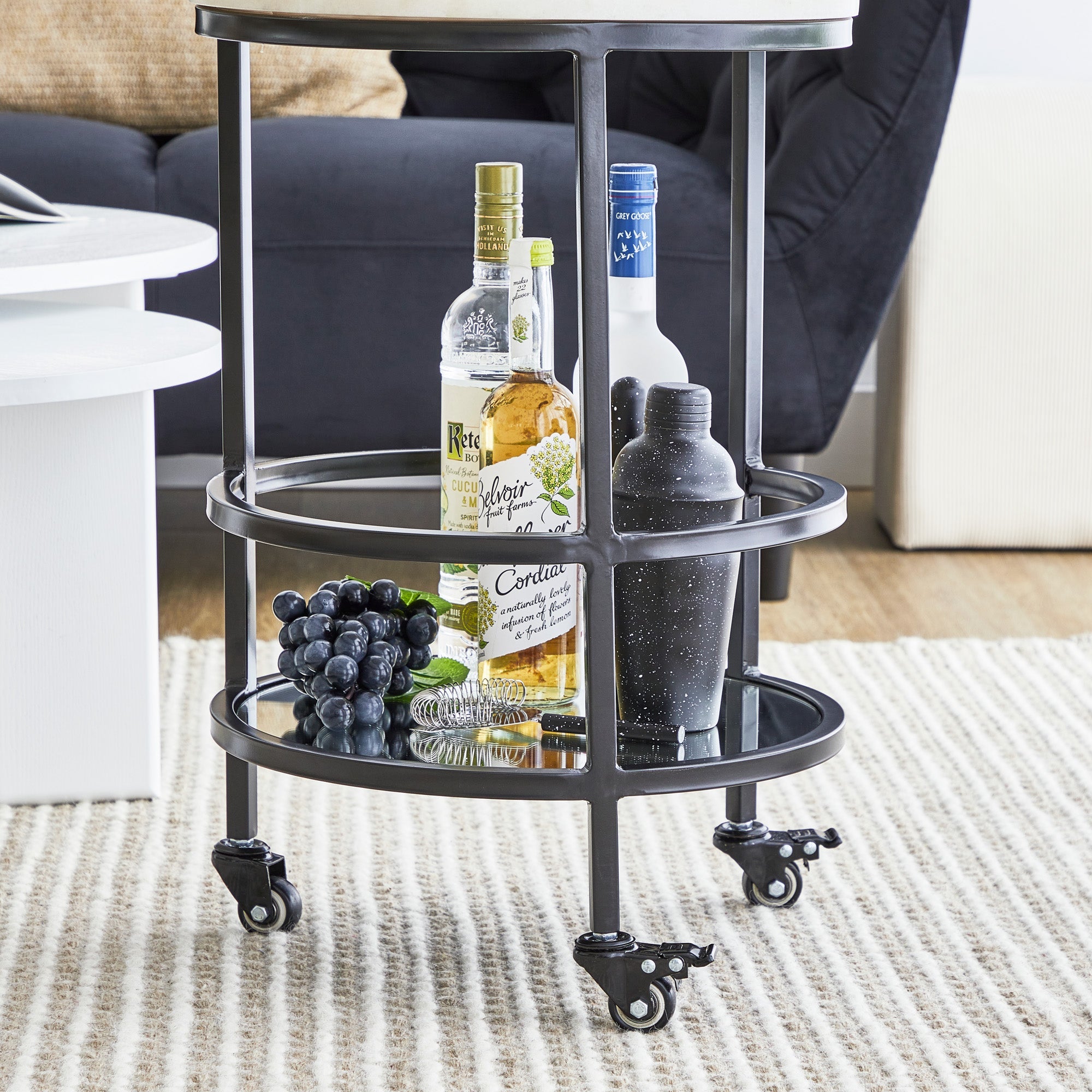 Amore 61Cm Steel Bar Cart With Marble Top Carts