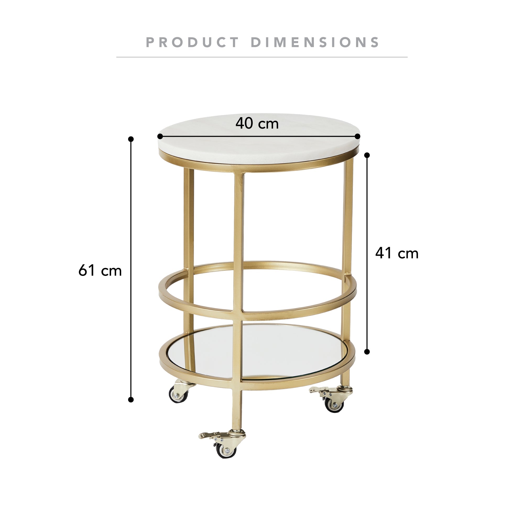 Amore 61Cm Steel Bar Cart With Marble Top Carts