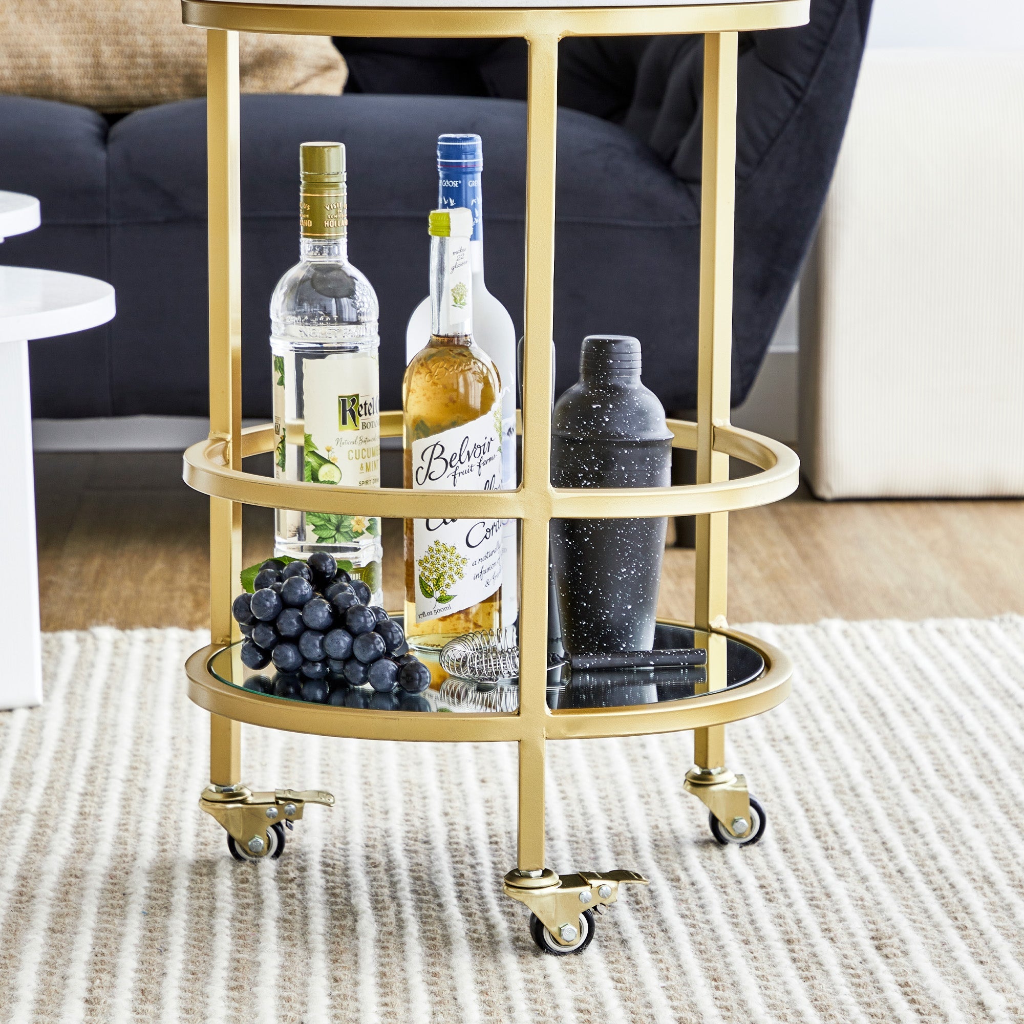 Amore 61Cm Steel Bar Cart With Marble Top Carts