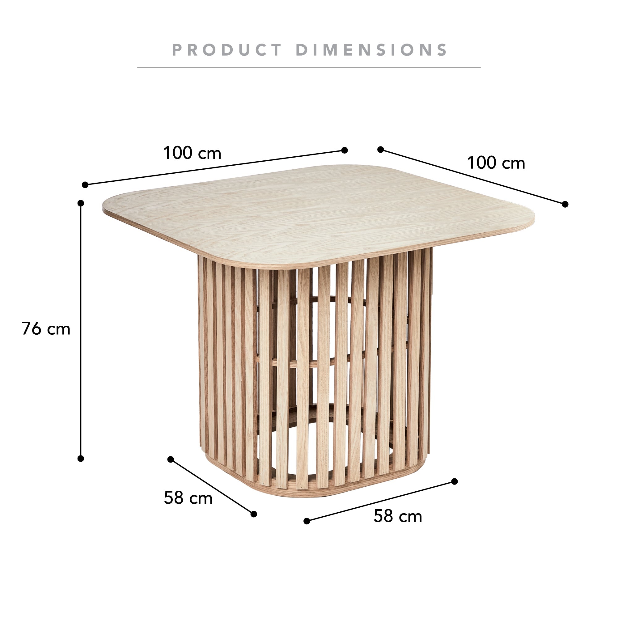 Square 100Cm Dining Table Natural Tables