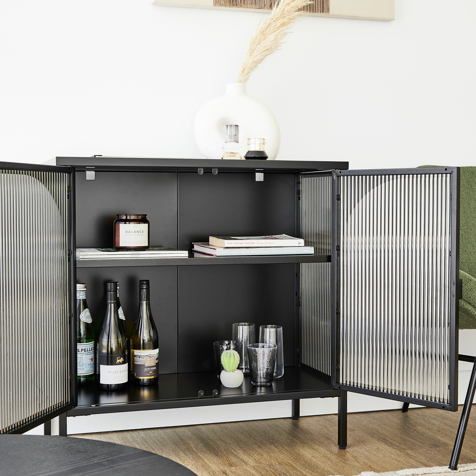 Eve 80Cm Modern Metal Cabinet Black Cabinets