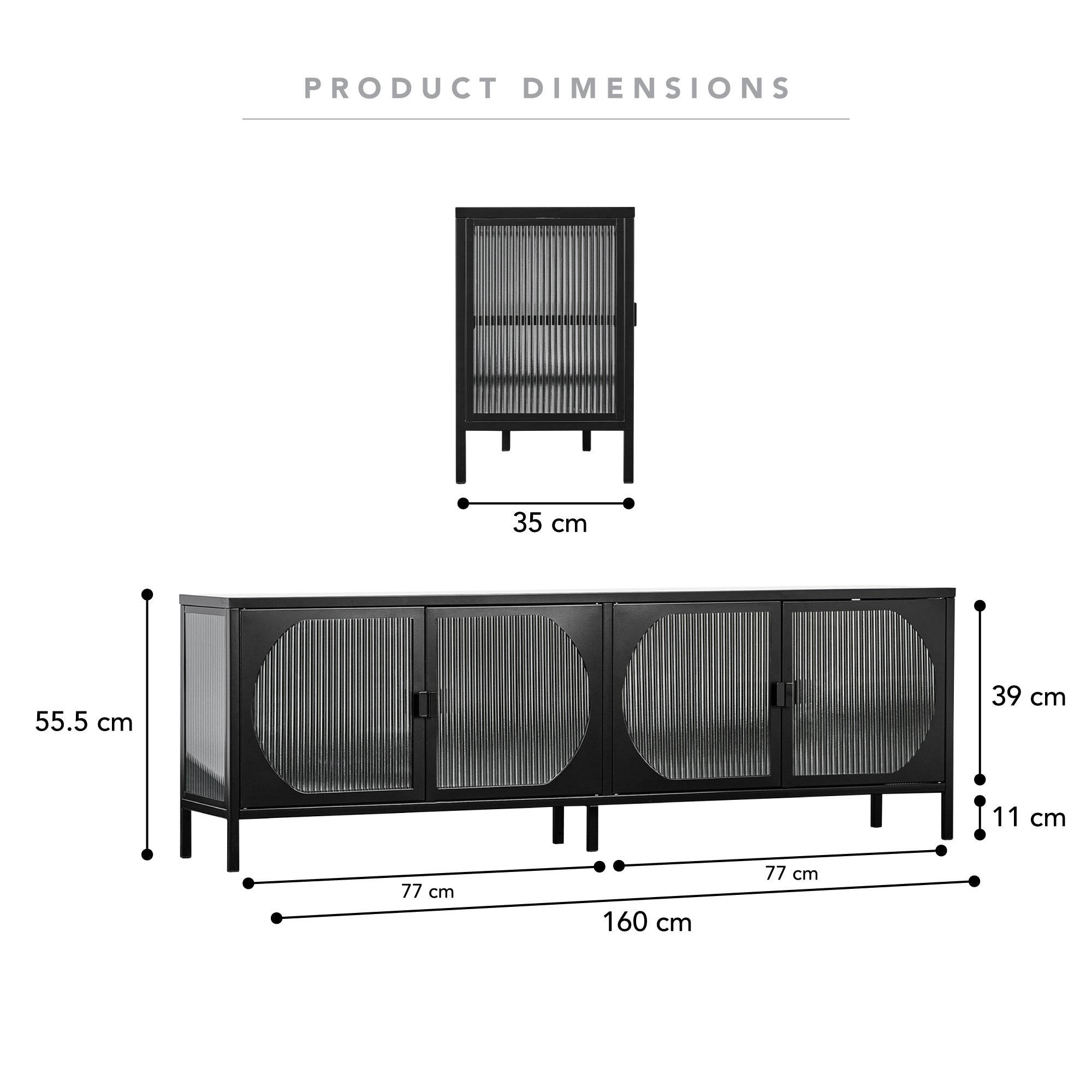 Eve 160cm Modern Metal TV Unit