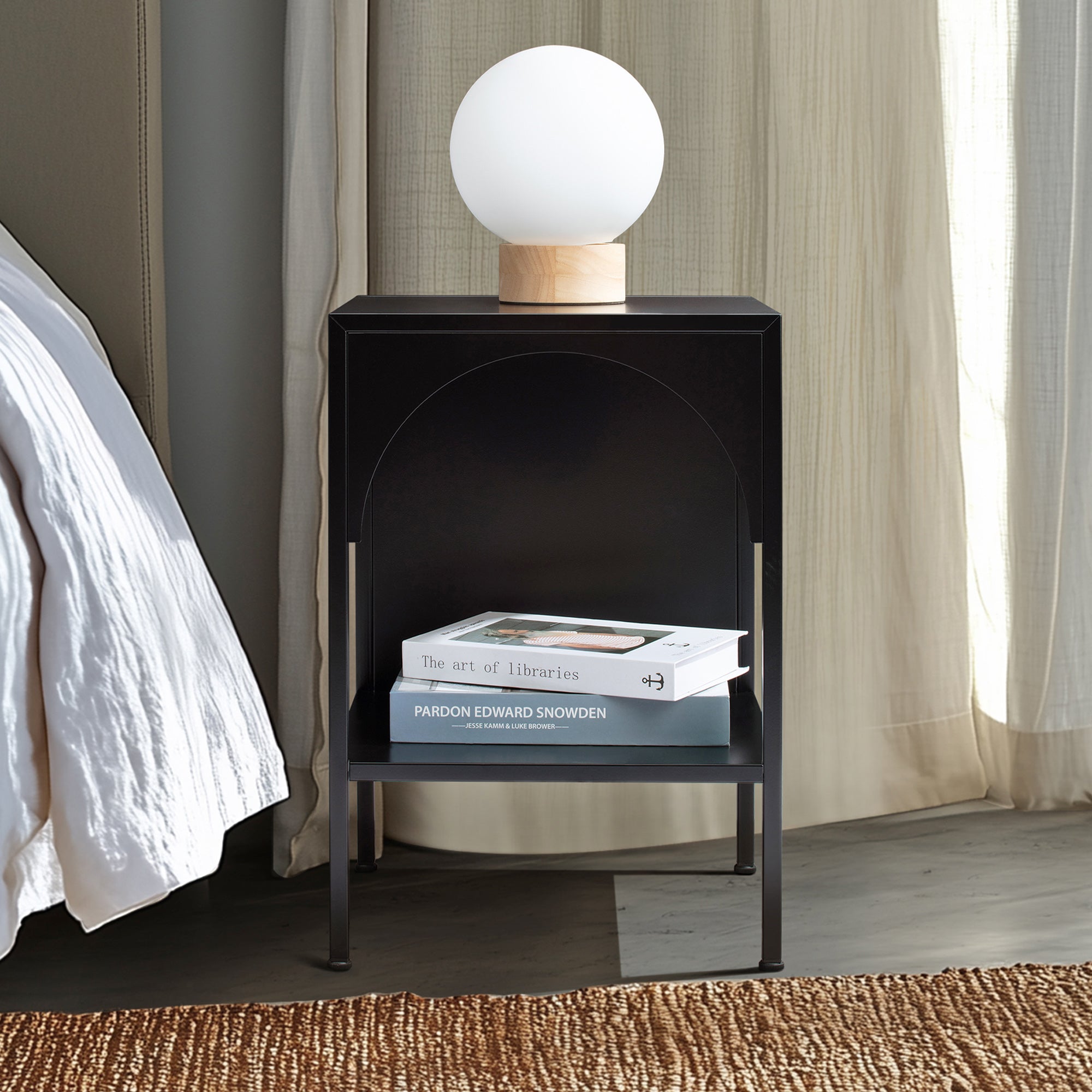 Eve 52cm Metal Open Front Side Table Black