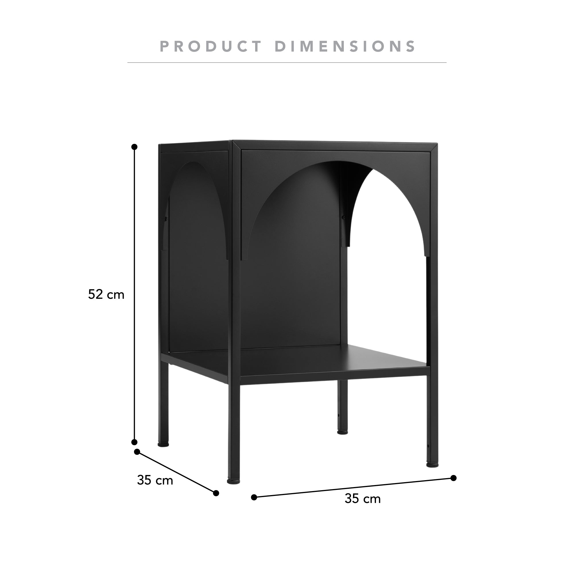 Eve 52cm Metal Open Front Side Table Black