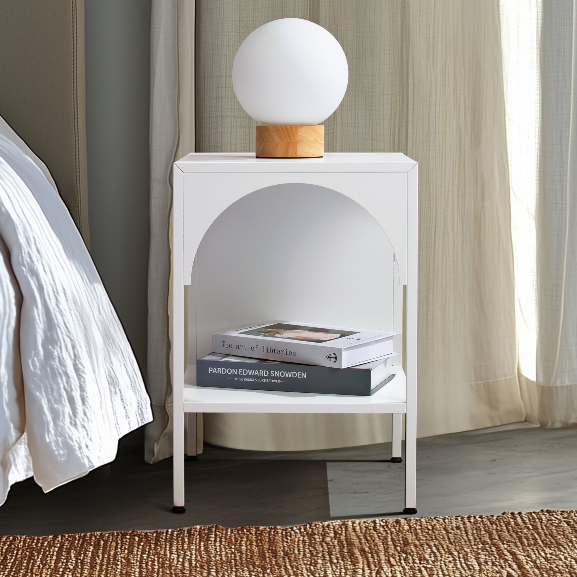 Eve 52cm Metal Open Front Side Table White