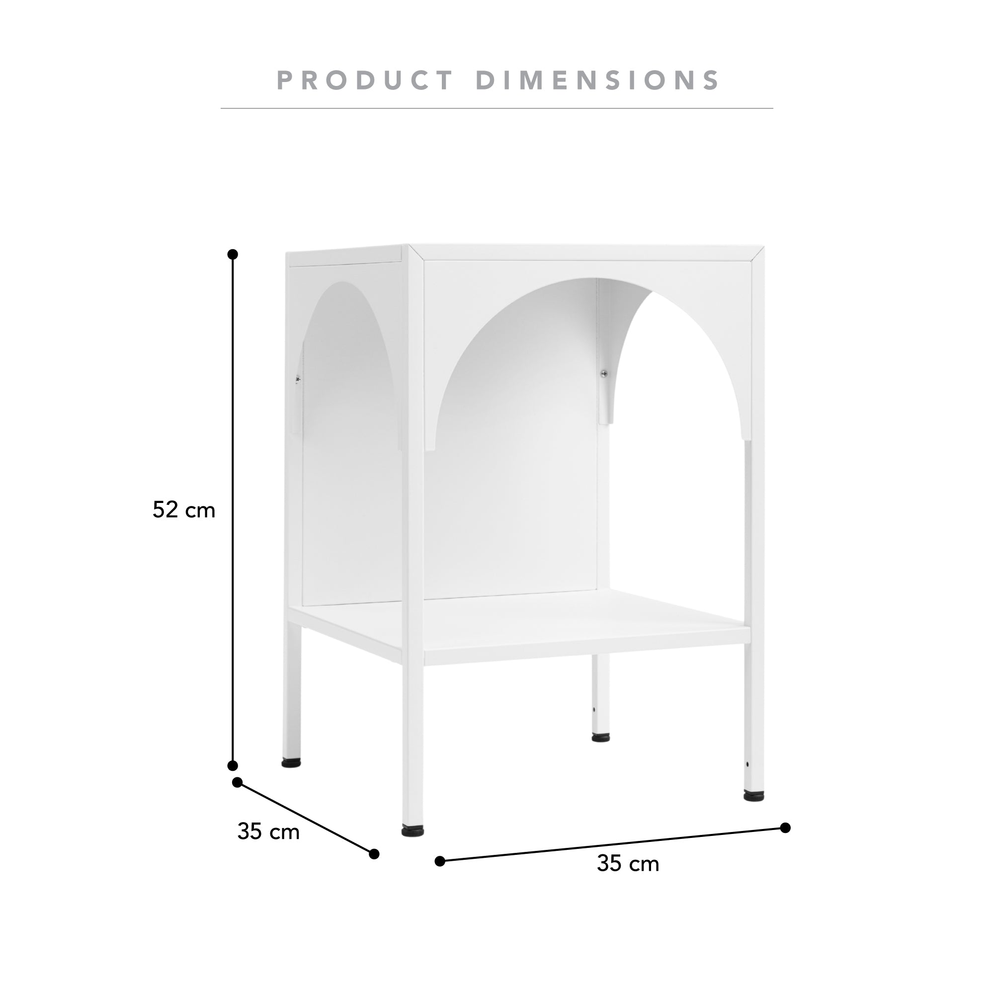 Eve 52cm Metal Open Front Side Table White