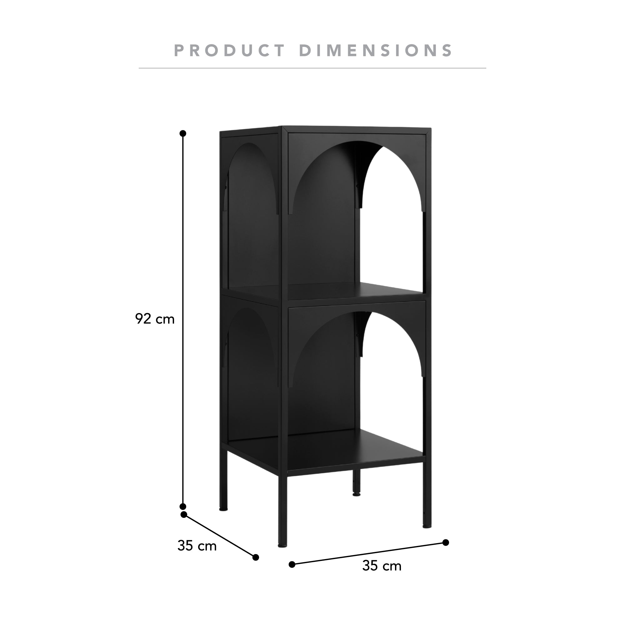 Eve 89cm Metal Open Front Shelving Unit Black