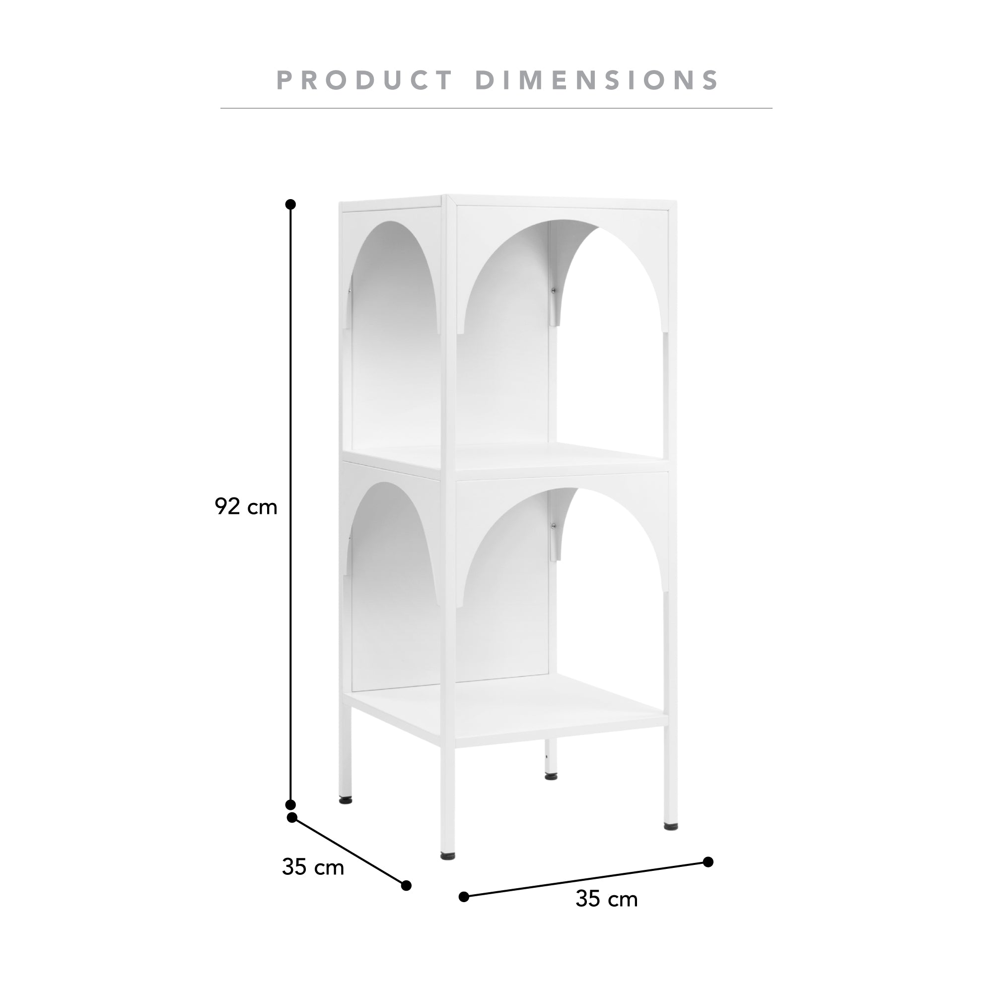 Eve 89cm Metal Open Front Shelving Unit White