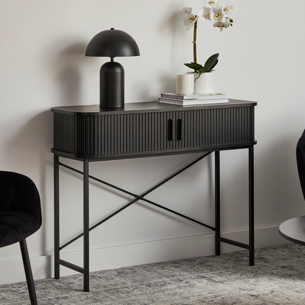 Haven Sliding Door Console Table Black (100cm)