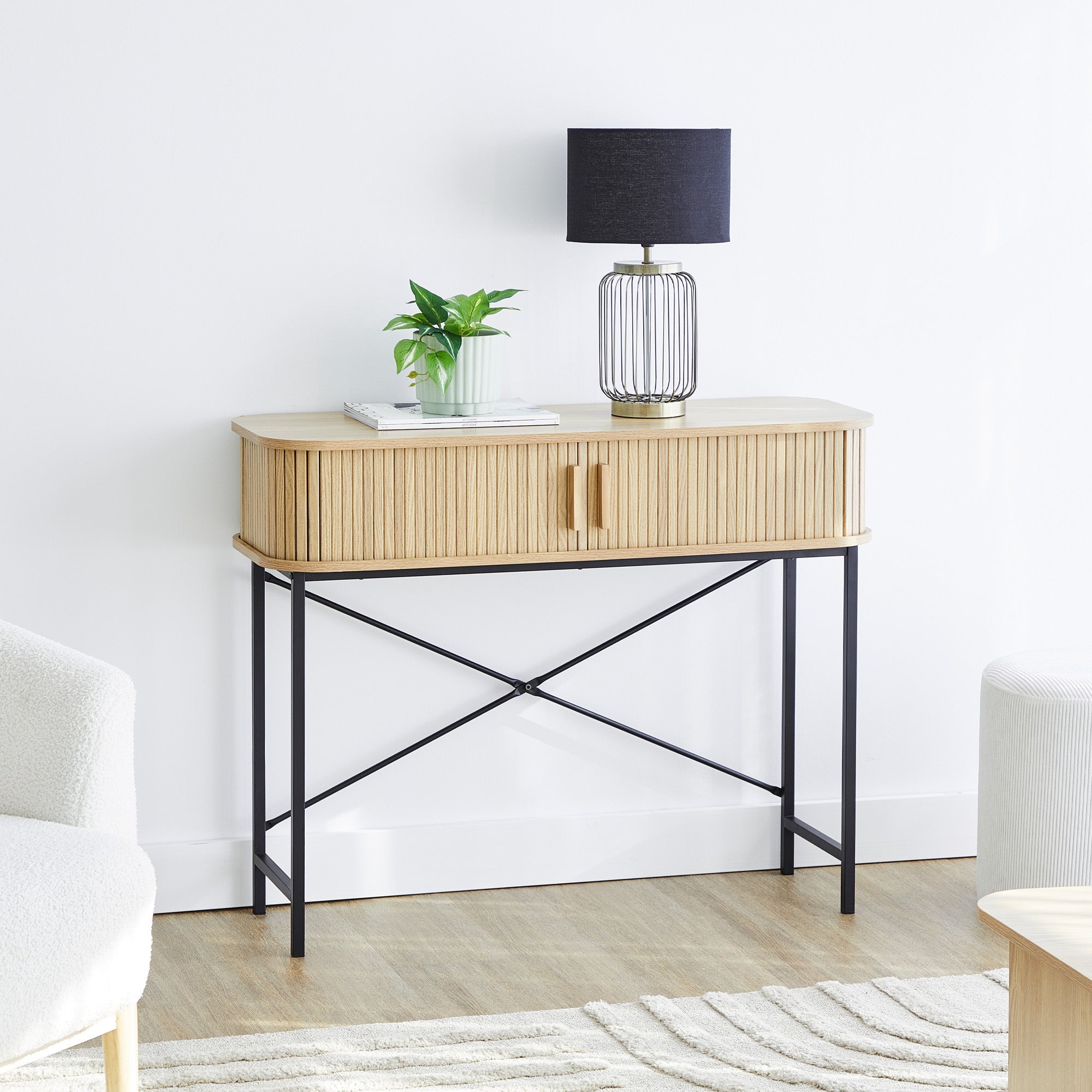 Haven Sliding Door 100Cm Console Table Natural Tables