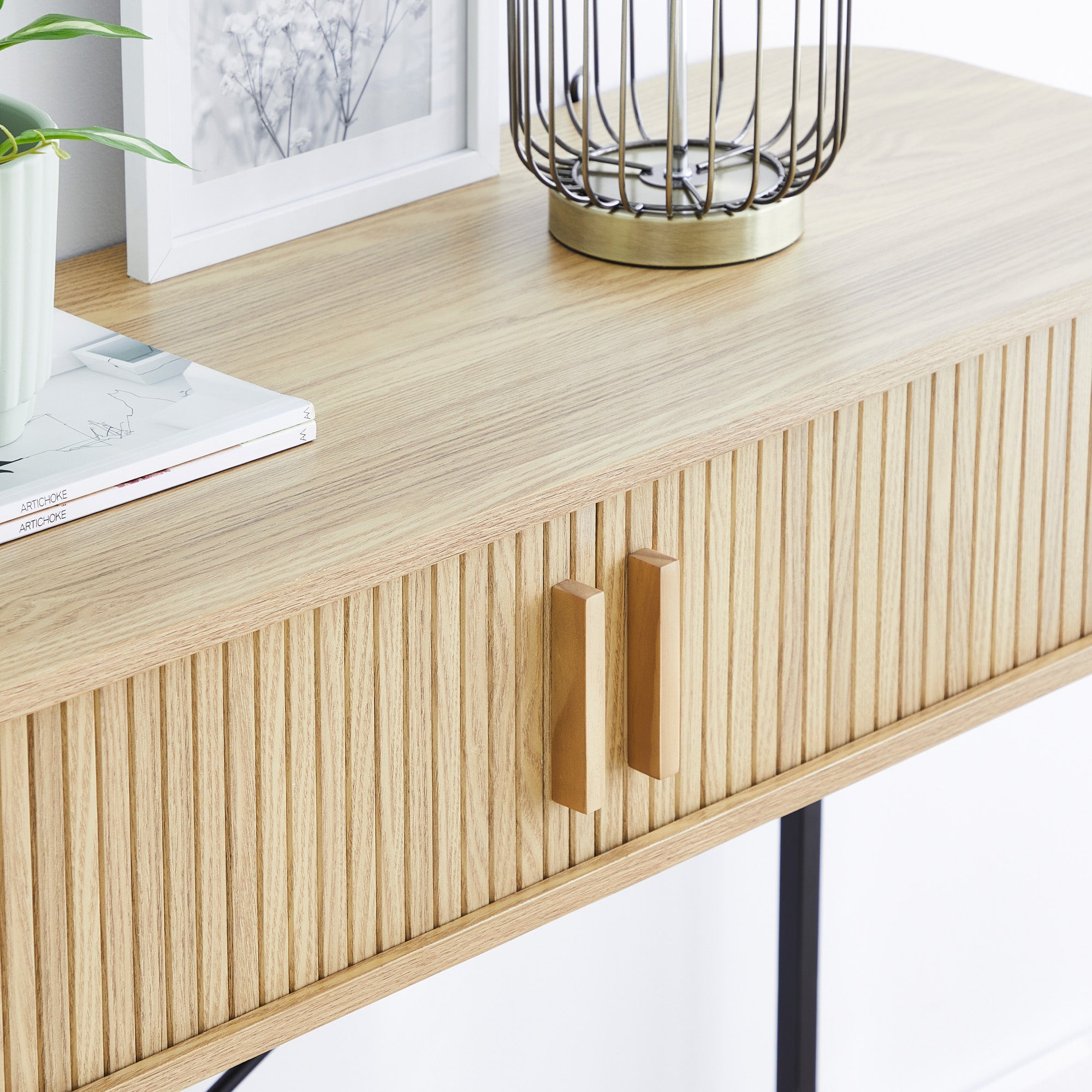 Haven Sliding Door 100Cm Console Table Natural Tables