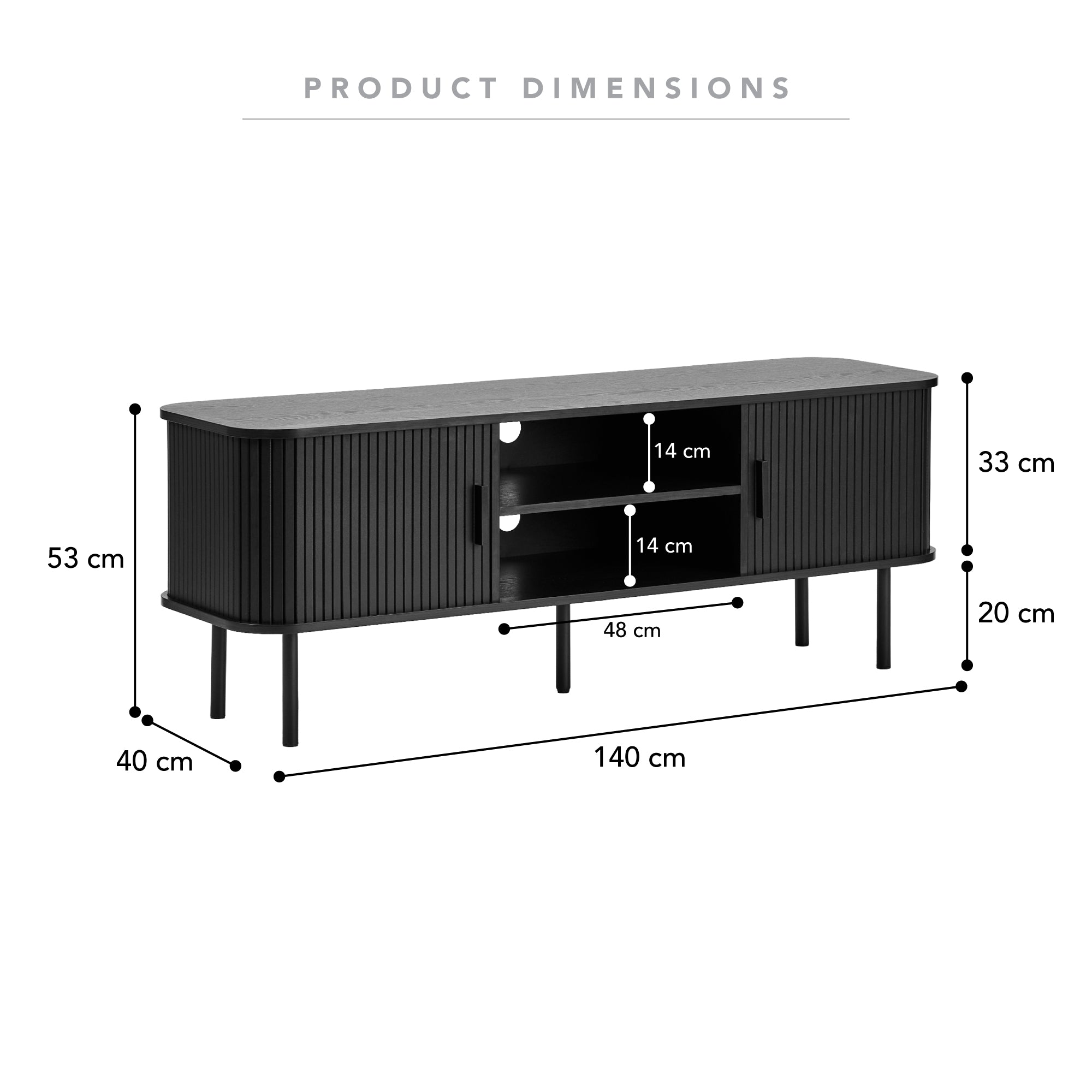 Haven Sliding Door 140cm TV Unit Black