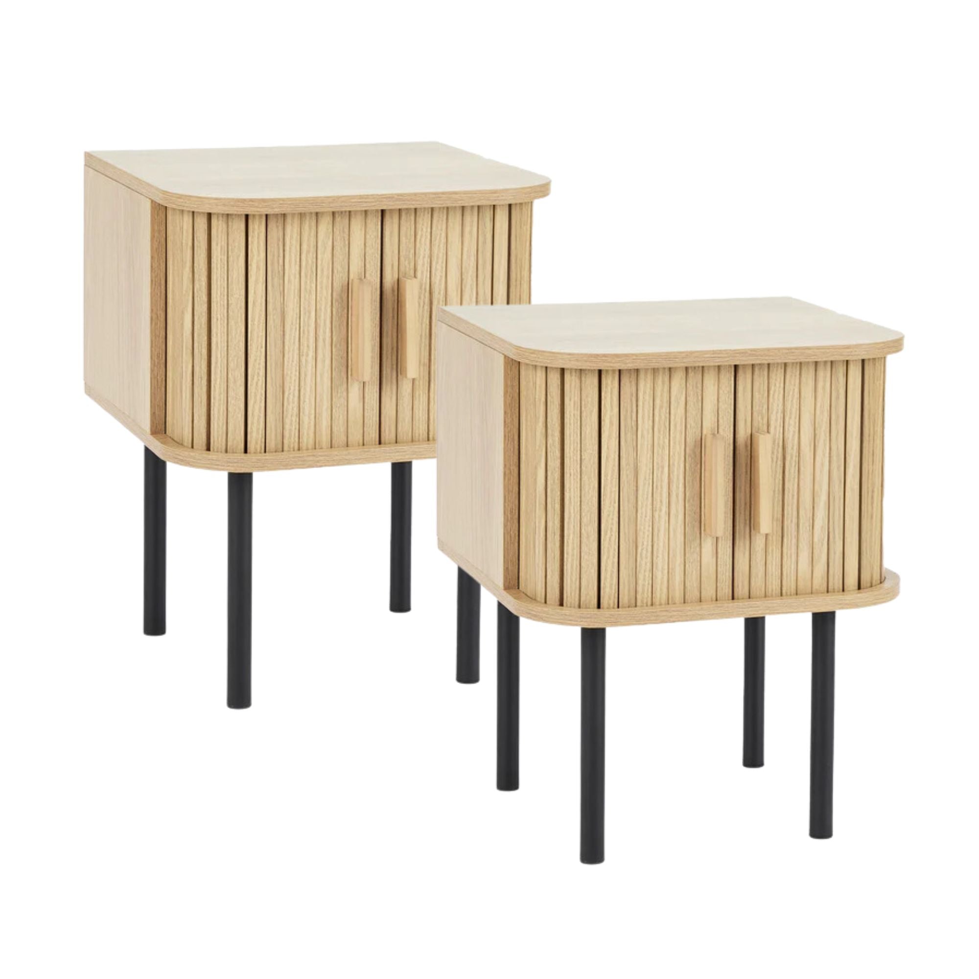 Haven Sliding Door 40cm Bedside Table Natural (Set of 2)