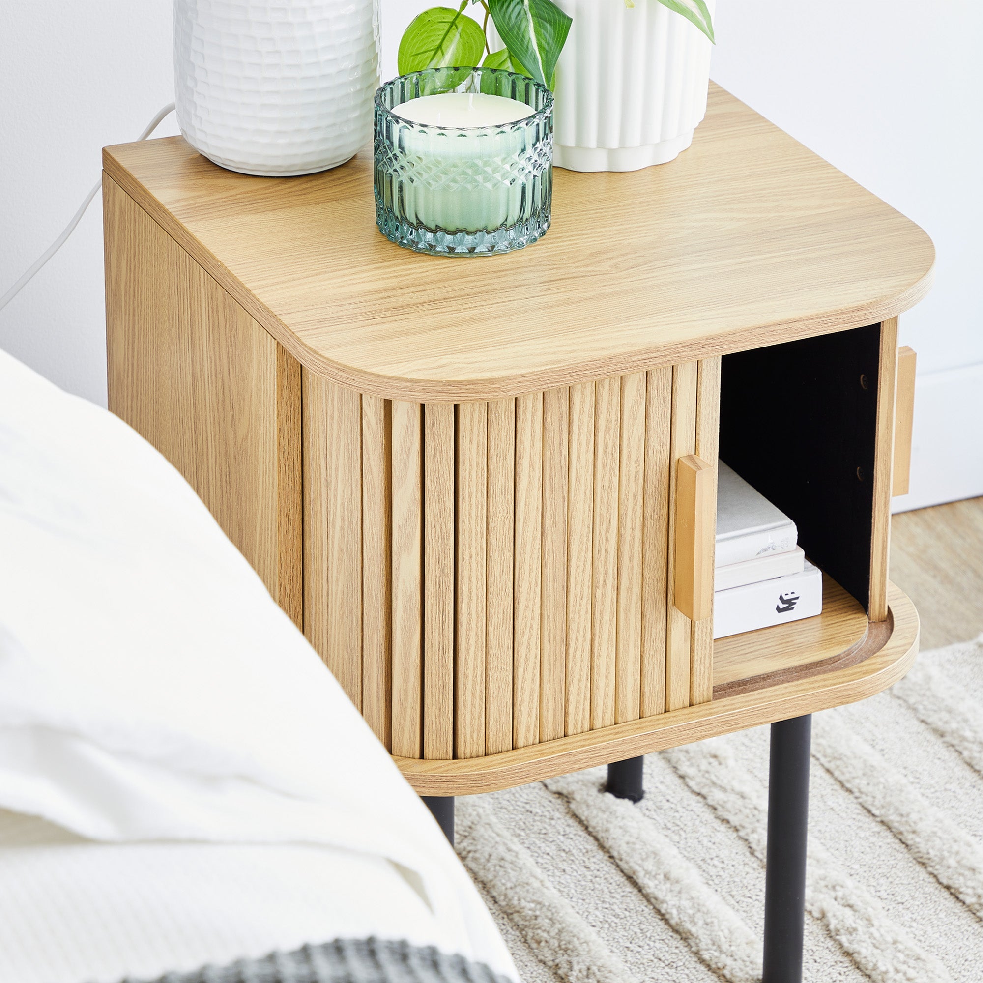 Haven Sliding Door 40Cm Bedside Table Natural Tables