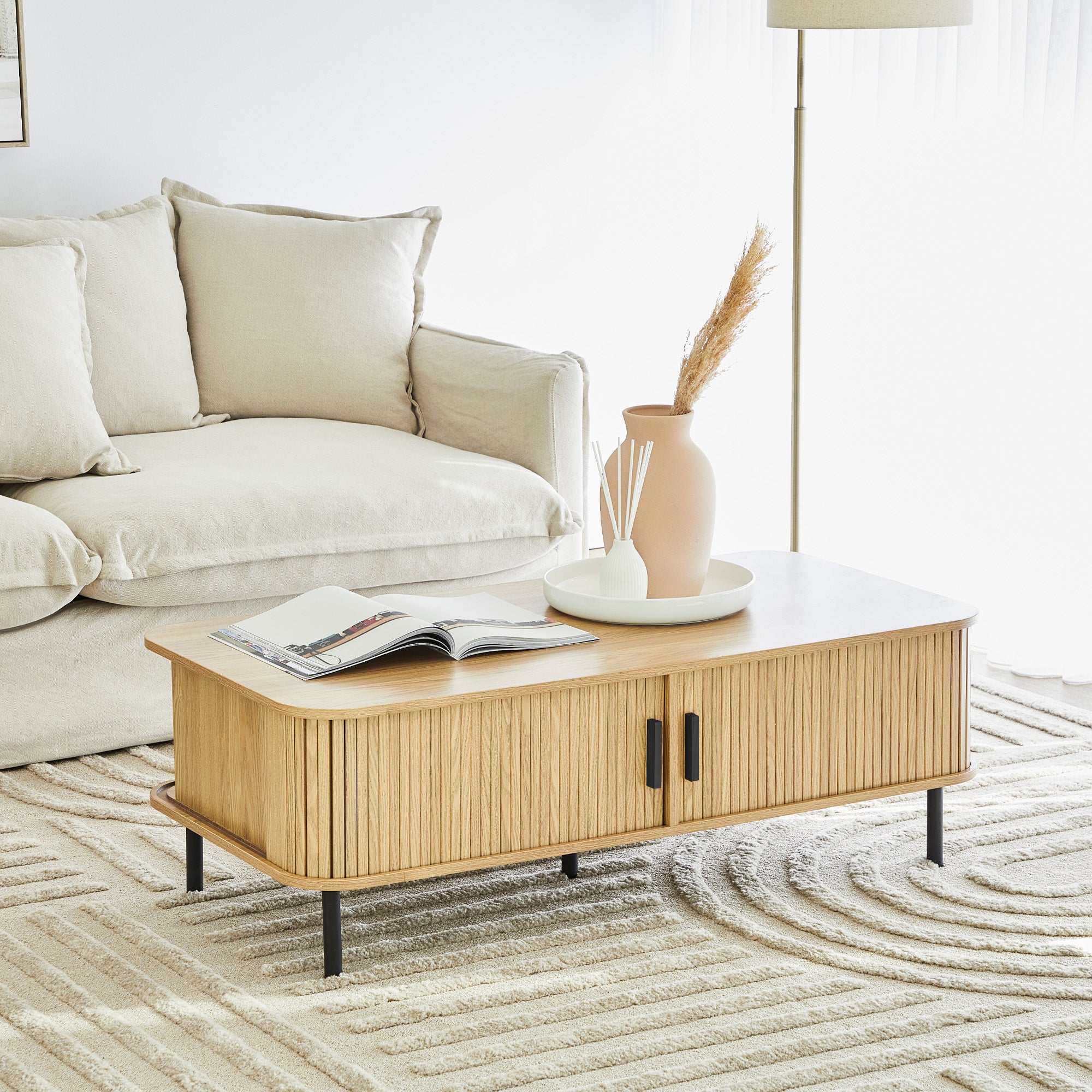 Haven Sliding Door 120cm Coffee Table Natural