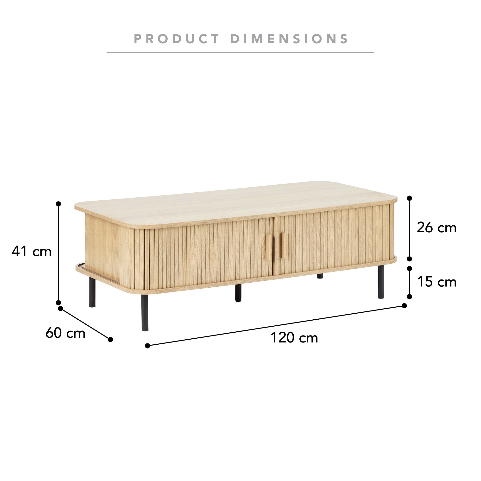 Haven Sliding Door 120Cm Coffee Table Natural Tables