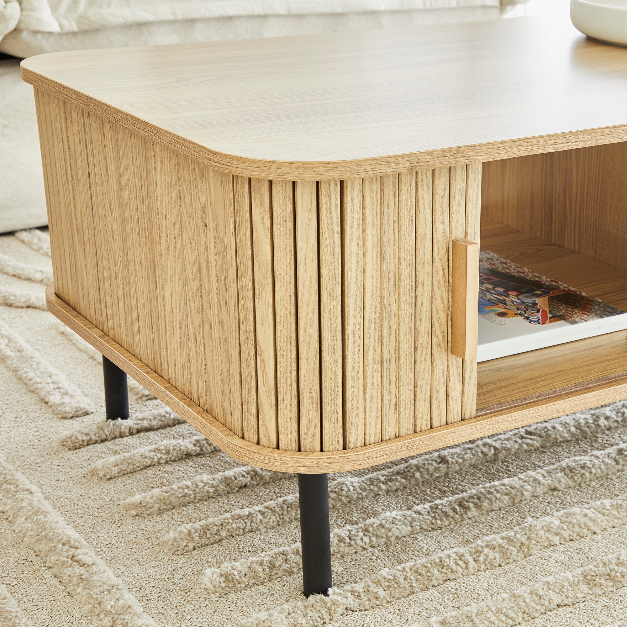 Haven Sliding Door 120Cm Coffee Table Natural Tables