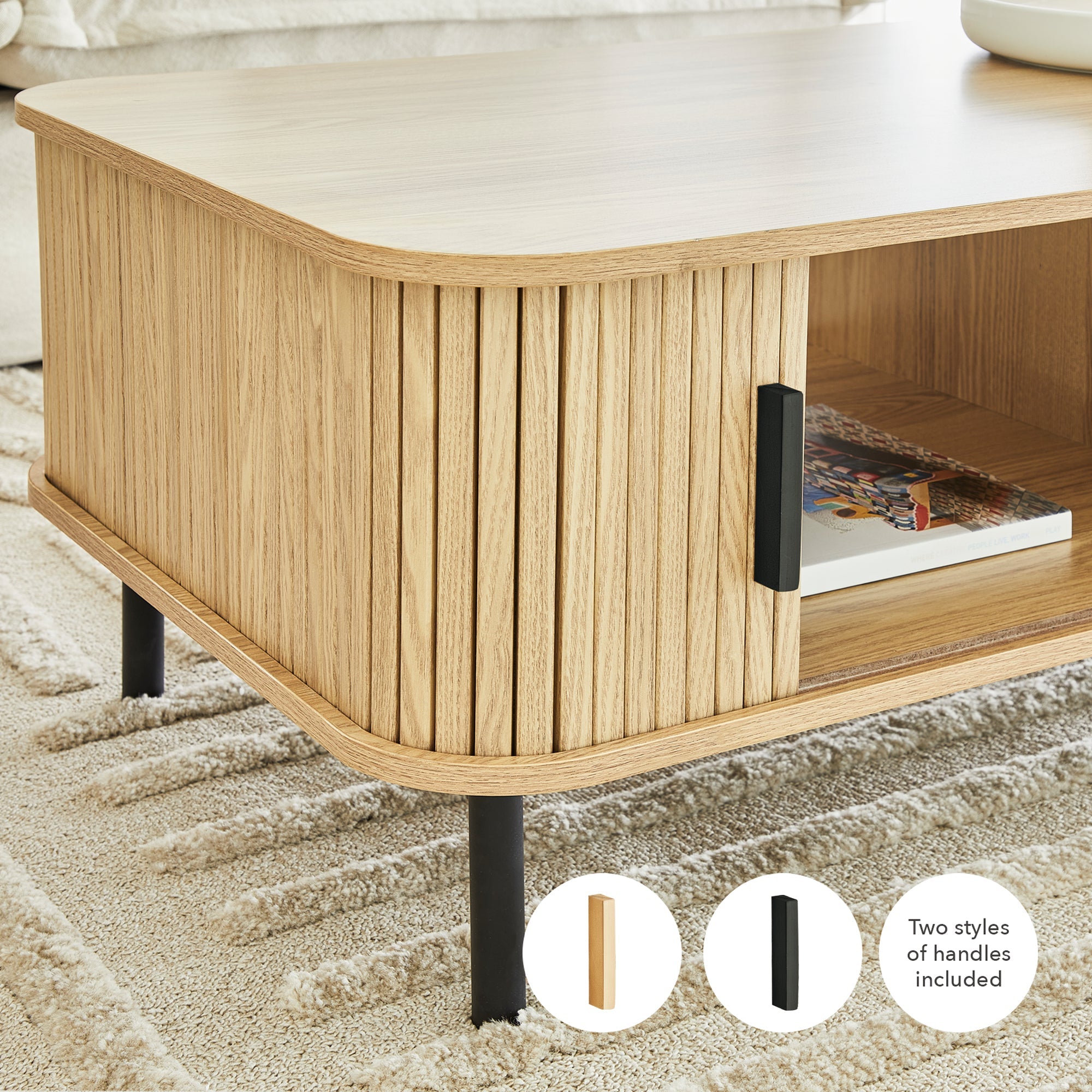 Haven Sliding Door 120Cm Coffee Table Natural Tables