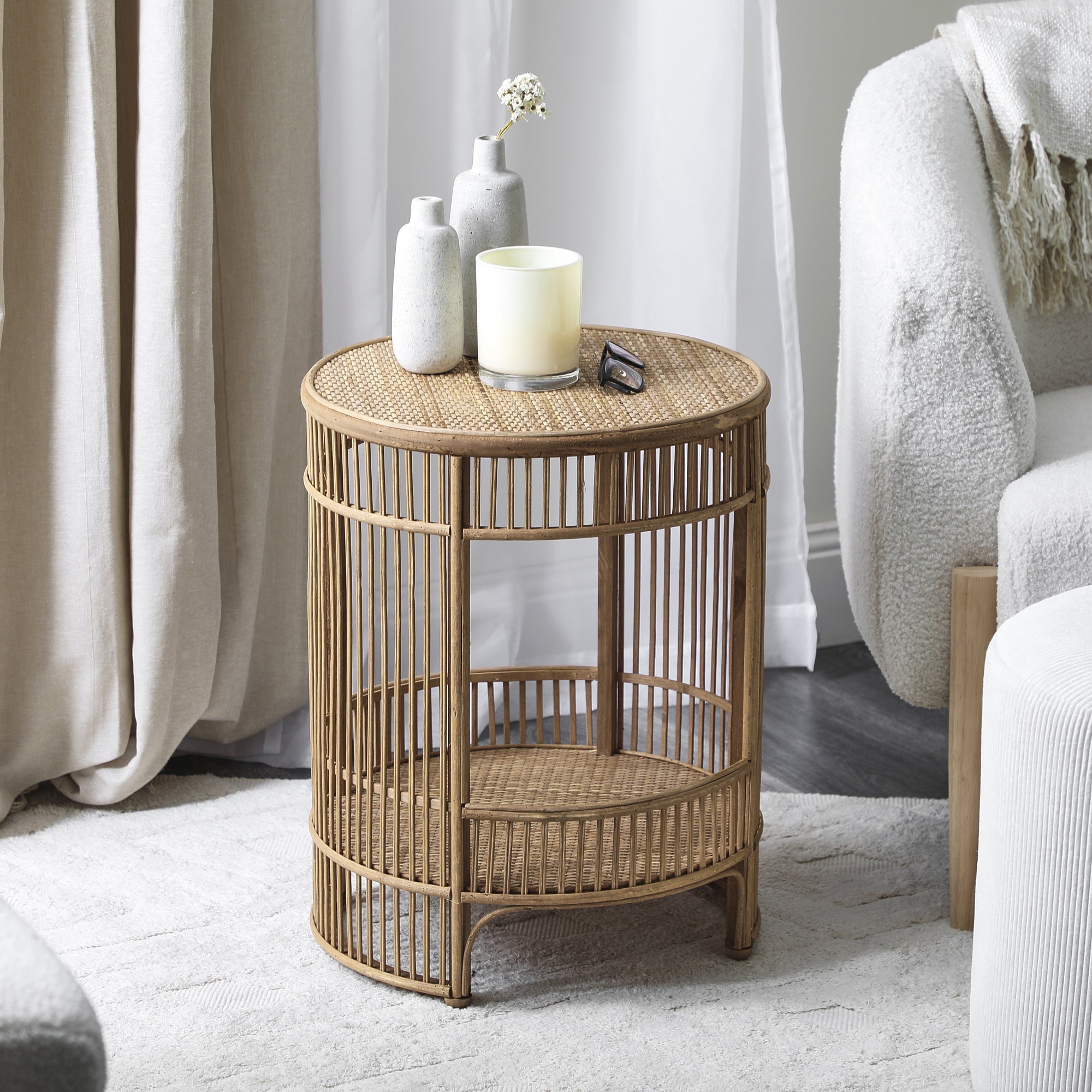 Harbour 41.5Cm Bamboo Rattan Side Table Tables