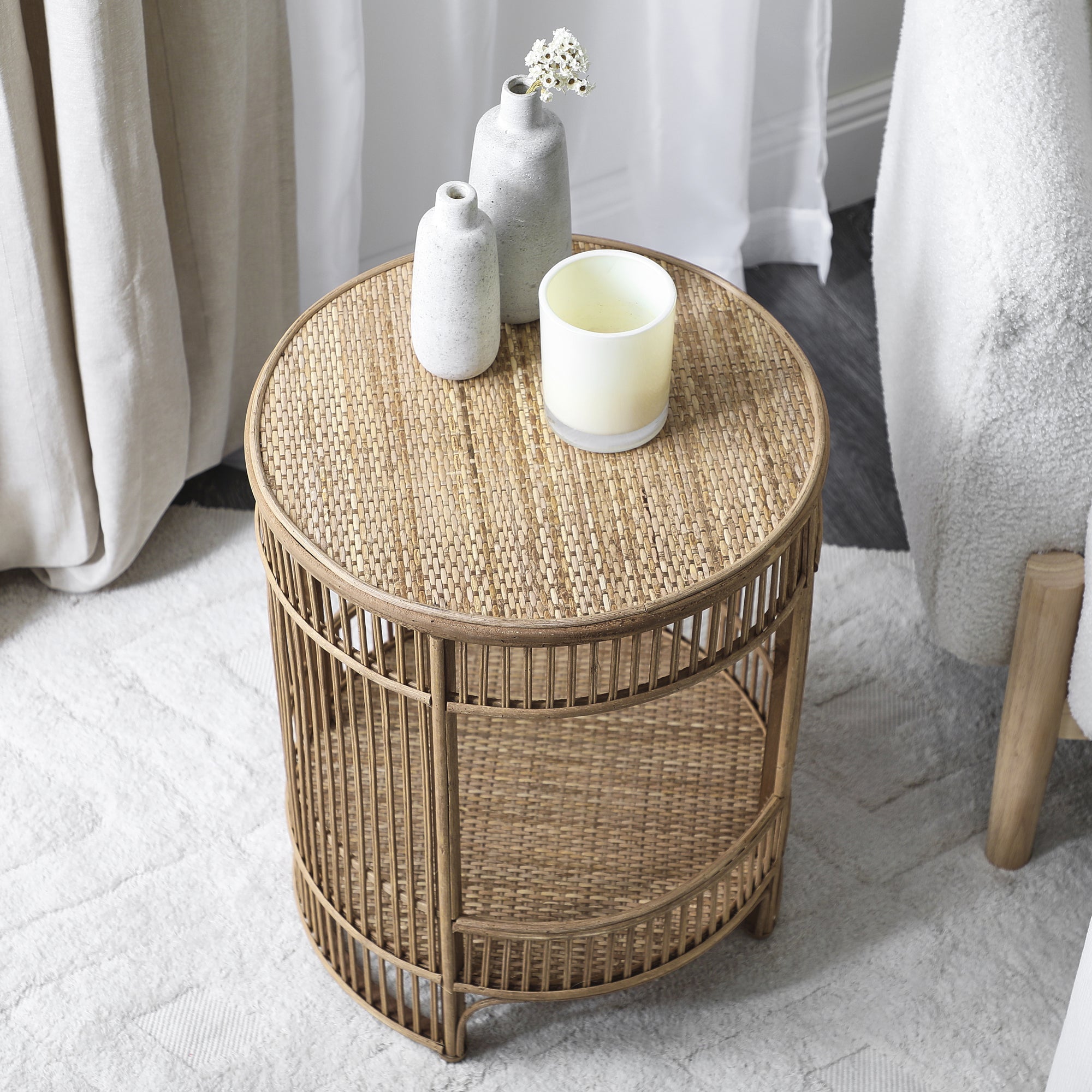 Harbour 41.5Cm Bamboo Rattan Side Table Tables