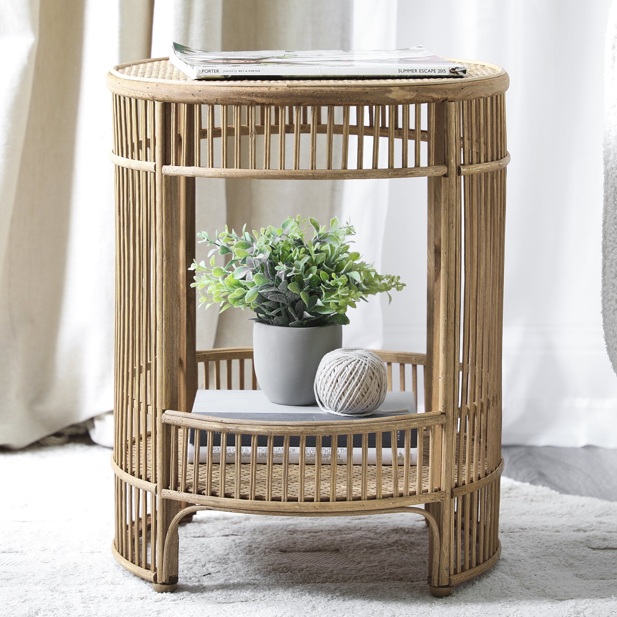 Harbour 41.5Cm Bamboo Rattan Side Table Tables