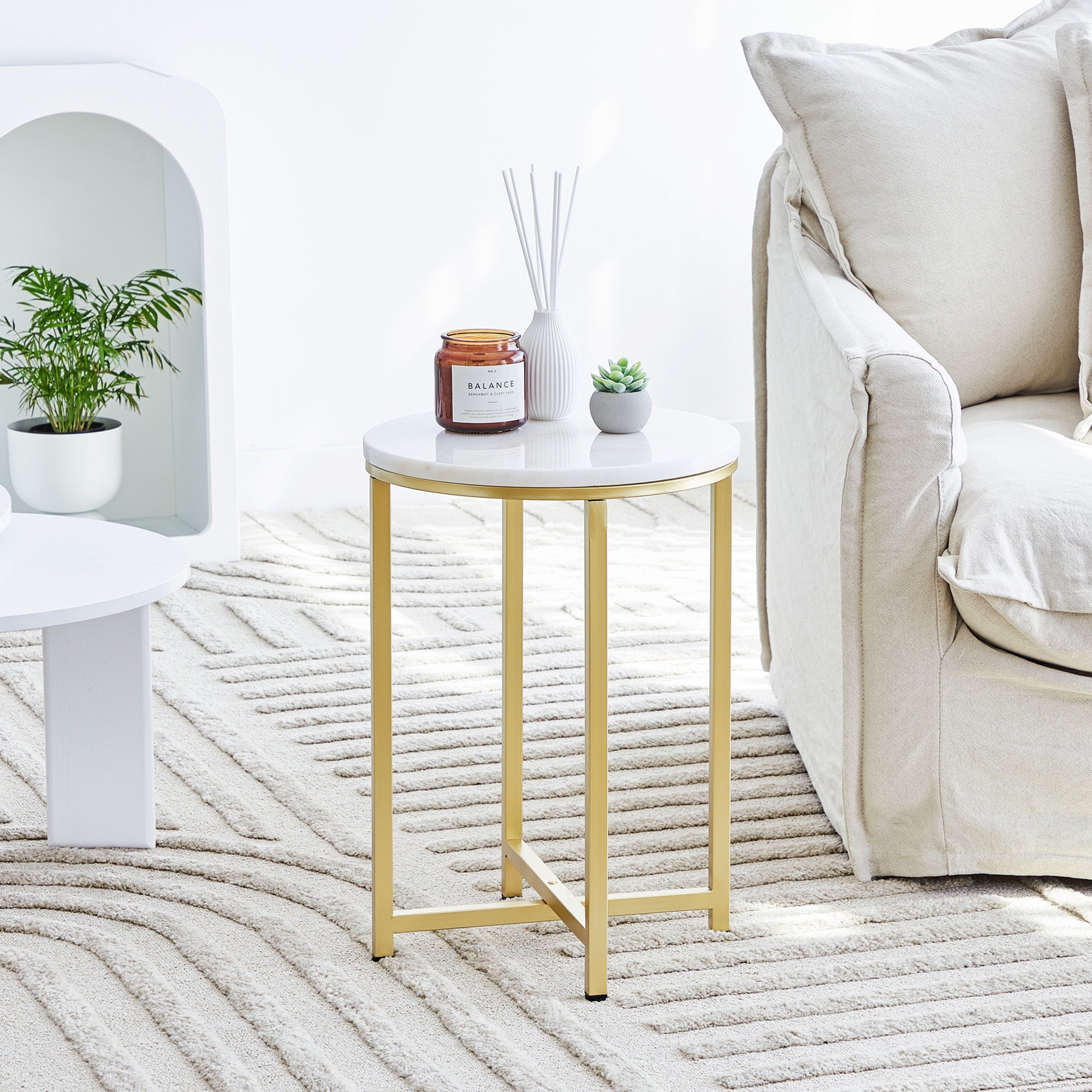 Ali 40Cm Marble Side Table Gold Tables