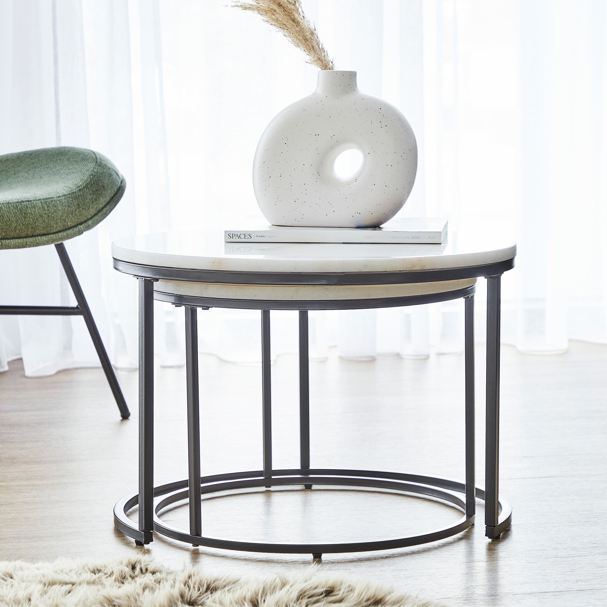 Miles Marble Nested Coffee Table Set Tables