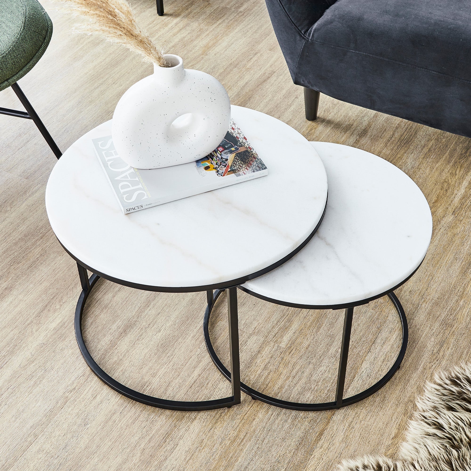 Miles Marble Nested Coffee Table Set Tables