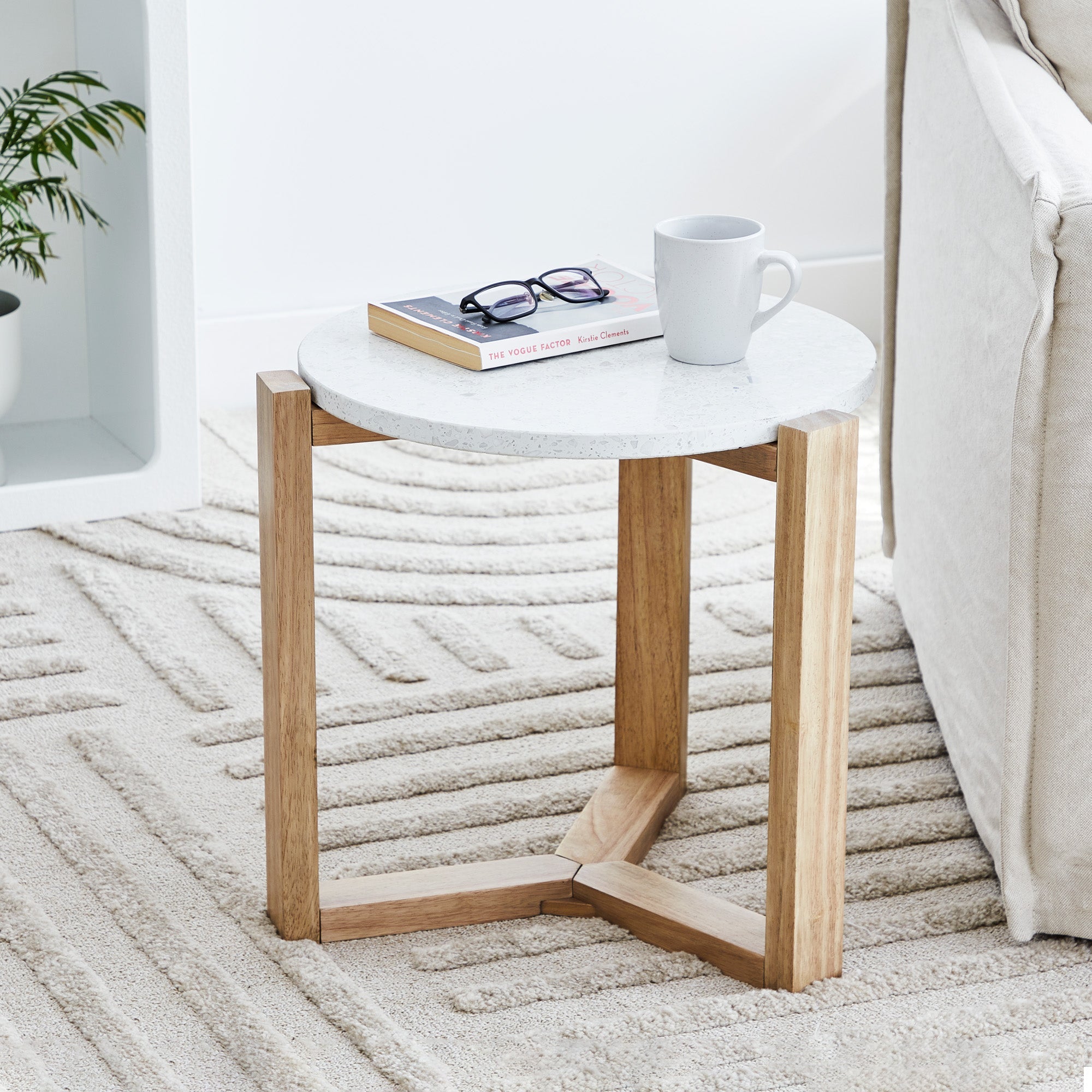 Sass 48Cm Terrazzo Side Table Oak Tables