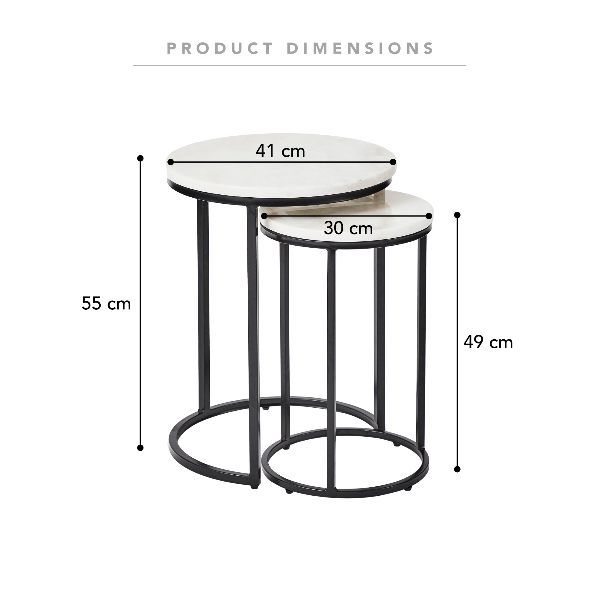 Ada 40Cm Marble Nested Side Table Set Tables