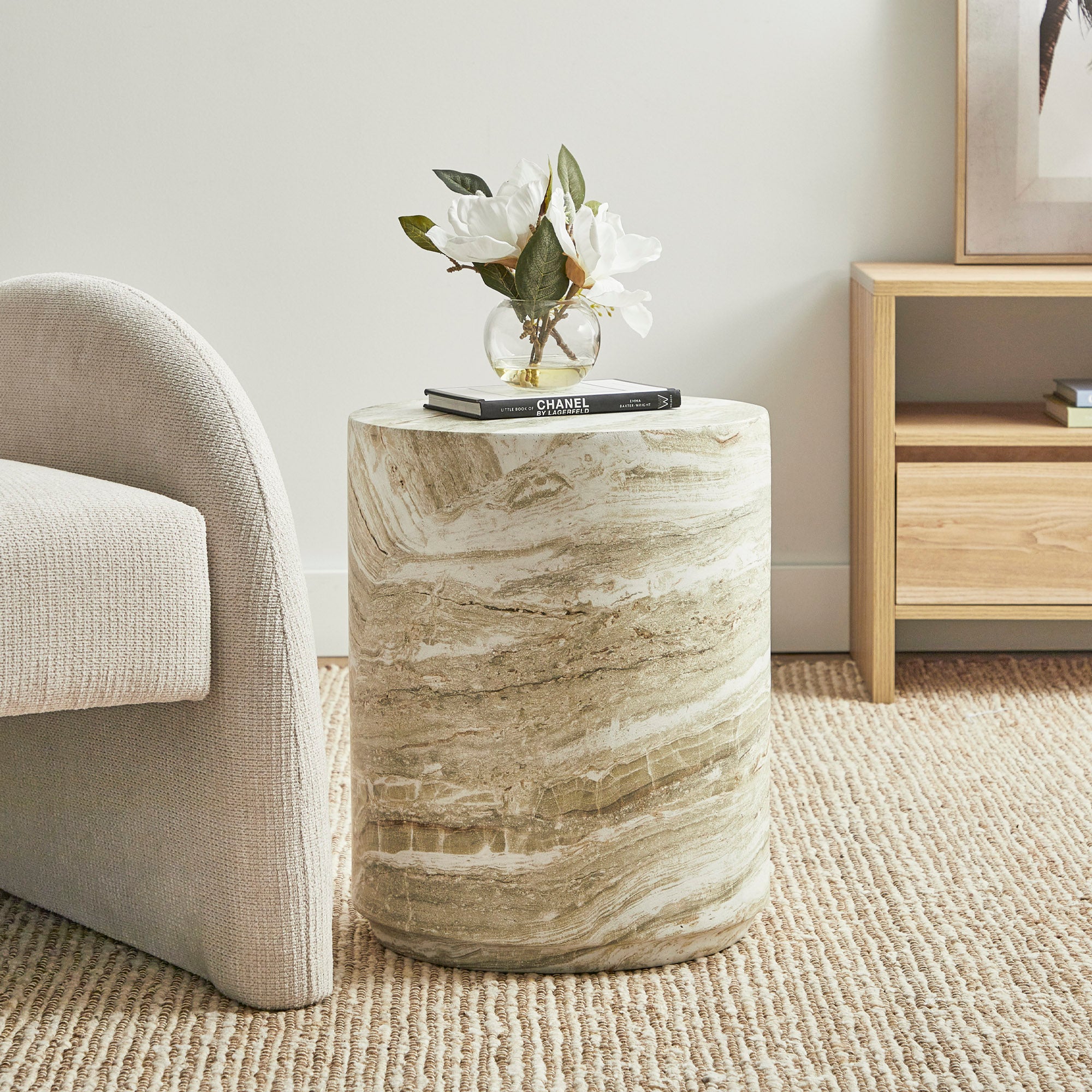Astrid 46cm MgO Side Table Green Marble Look