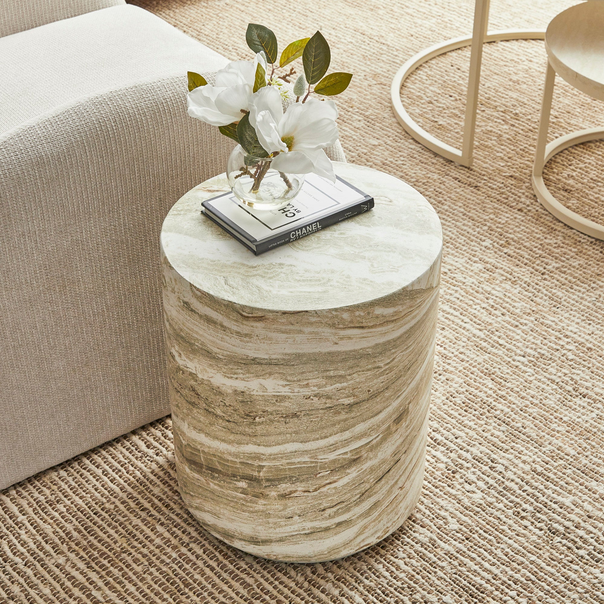 Astrid 46cm MgO Side Table Green Marble Look
