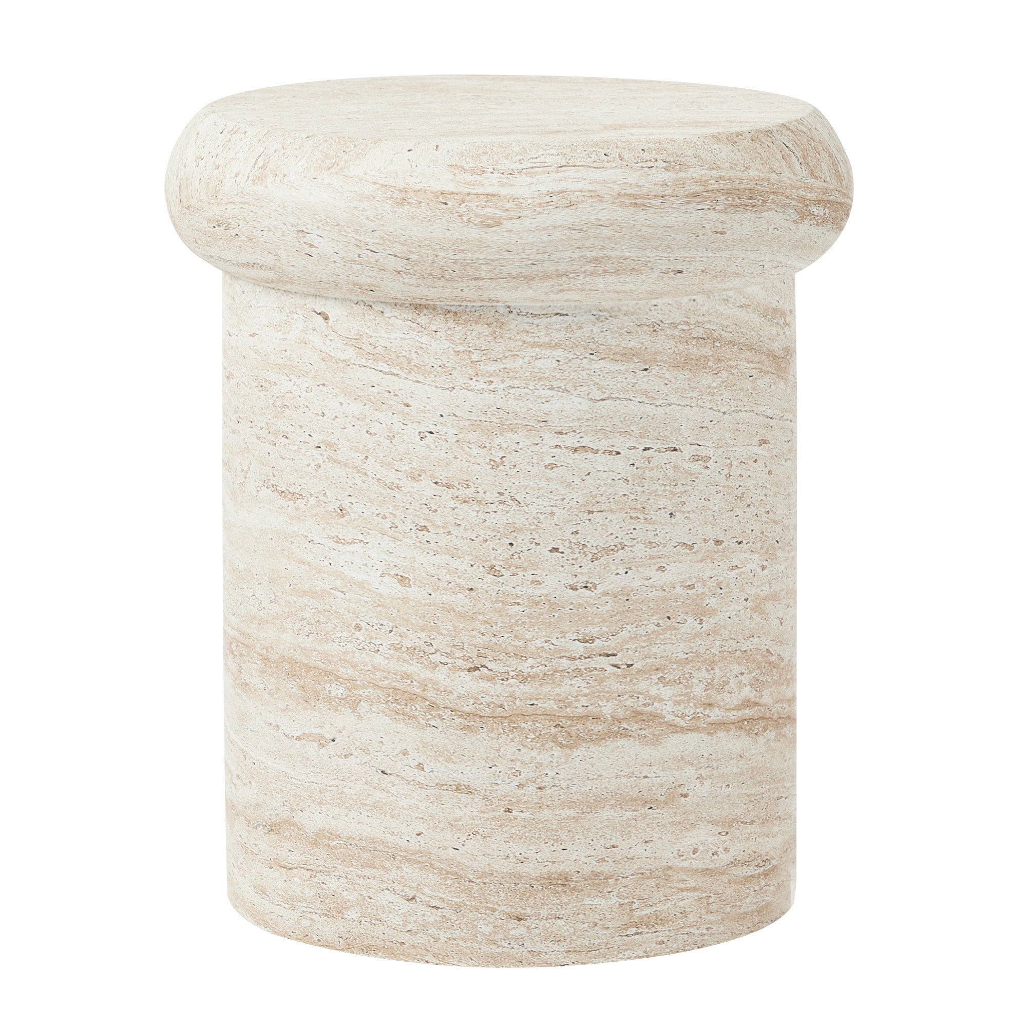 Luna 38cm MgO Travertine Look Stool